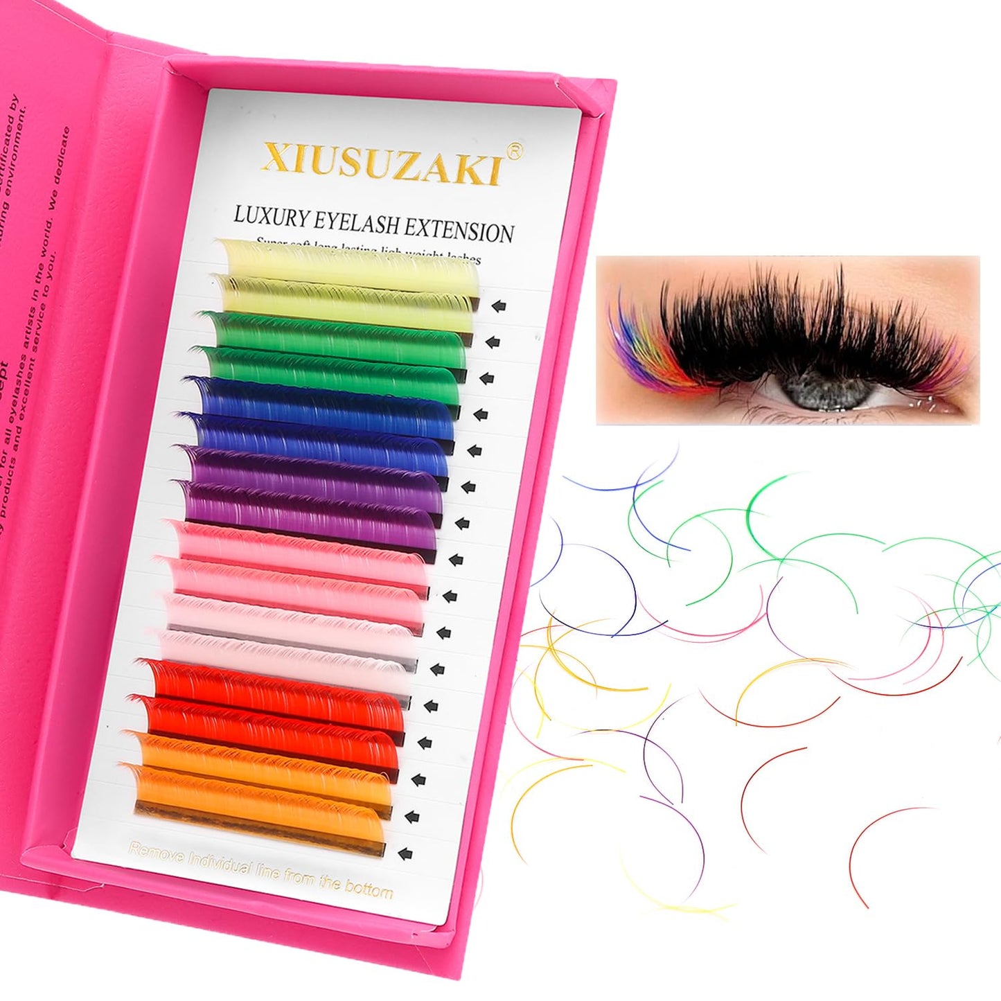 Eyelash Extensions Colored Lashes Extension 0.07 C Curl Lashes 8mm Classic Lash Extensions Soft Individual Lashes 16 Rows Natural False Eyelashes Volume Lashes Professional Use(Colored,0.07-C,8mm)