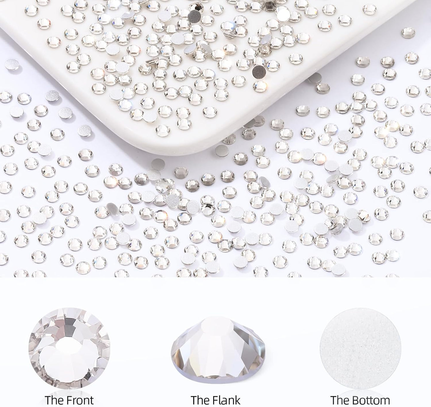 Crystal Clear Flatback Rhinestones, Glass Rhinestones for Nail Art and Craft, Glue Fix, Loose Crystal Gemstones(Crystal, SS6, 1440pcs, 1.9-2.0mm)
