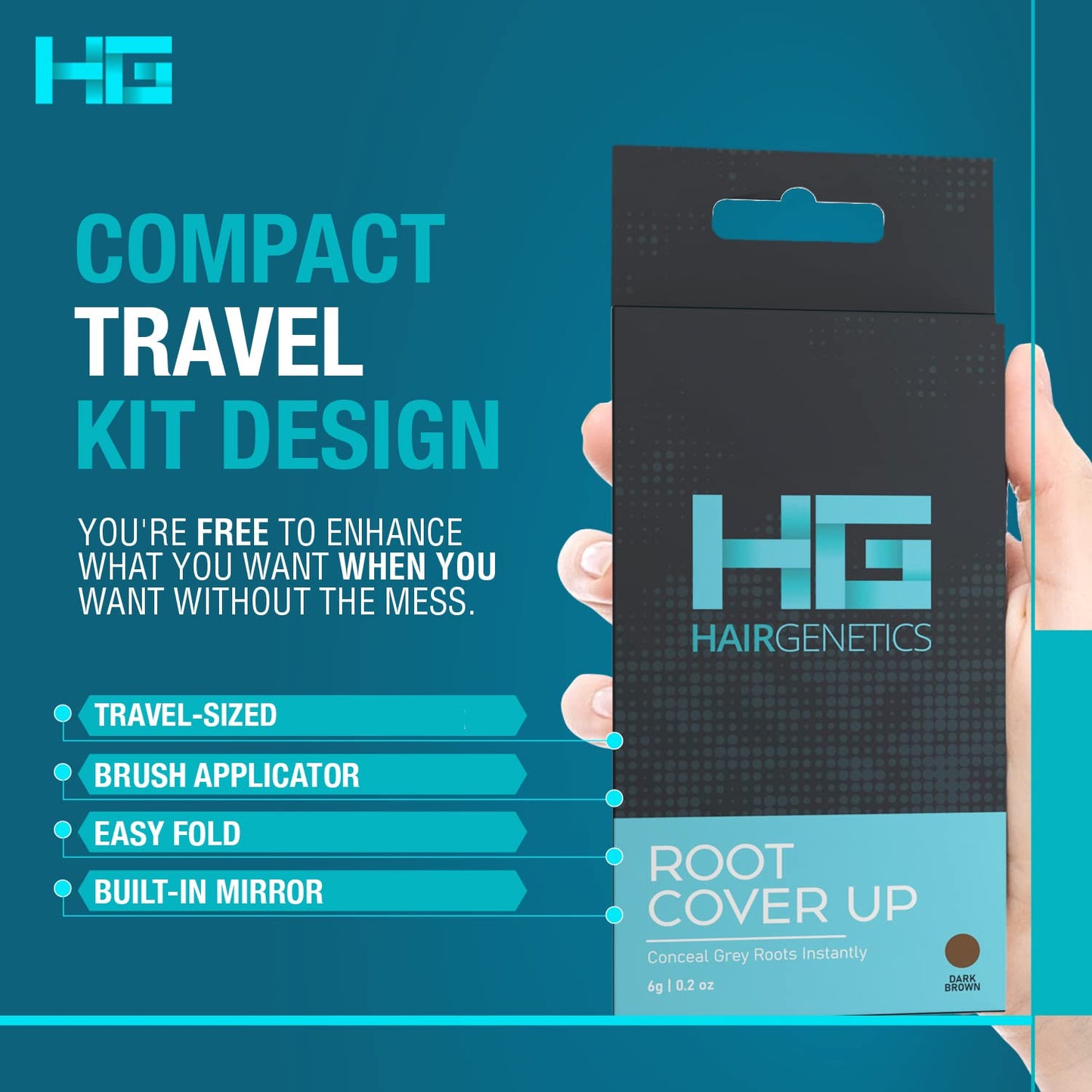 Root Touch Up Hair Color Root Cover Up with Double-Ended Brush for Hair Color for Gray Hair Coverage - Portable Hair Powder Solution for Quick Gray Coverage (Dark Blonde, 6g)