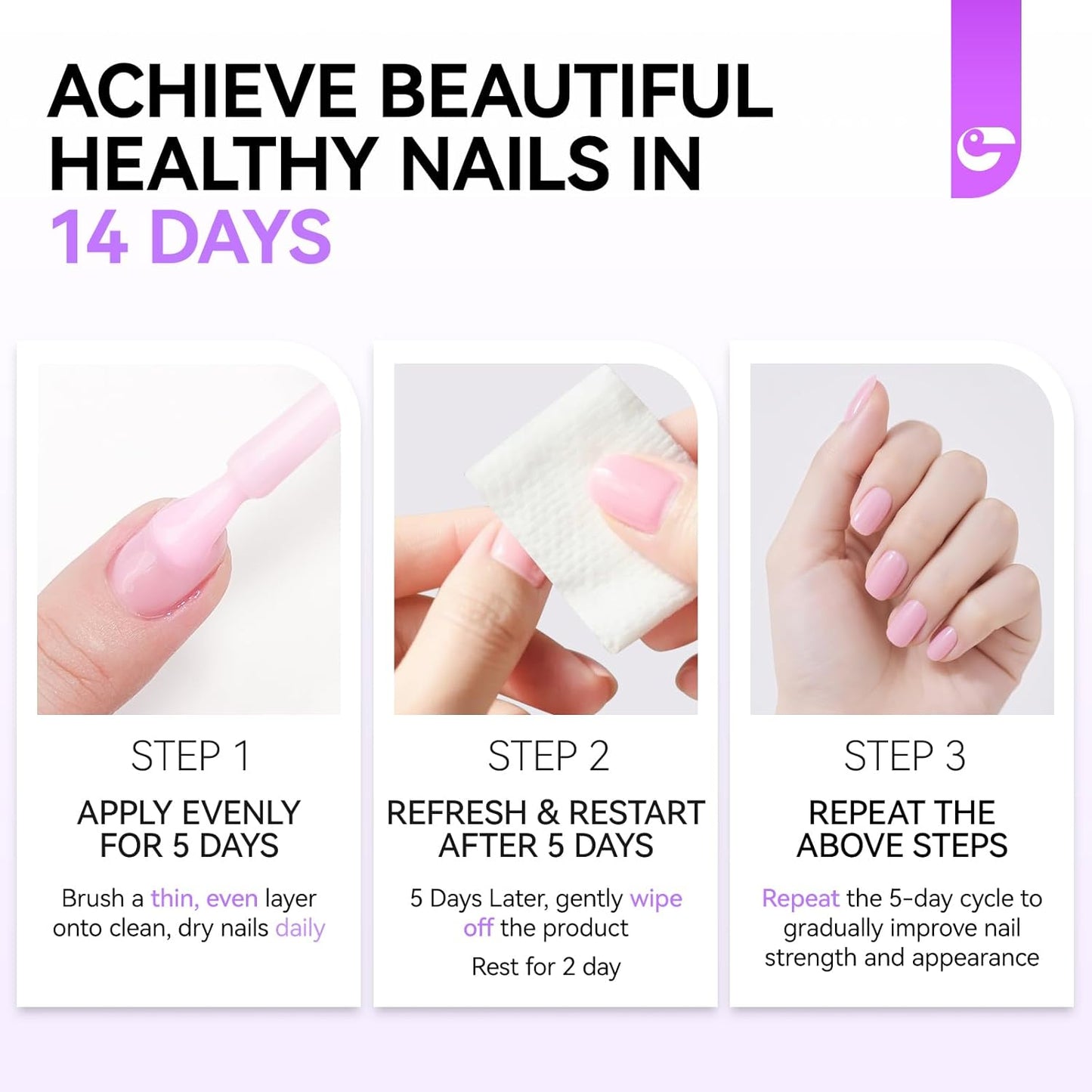 Gelike EC Nail Strengthener for Woman: Nude Blush 15ml 6 in 1 Natural Nail Hardener Extra Strong and Growth - Nail Polish Hardener for Weak and Damaged Nails