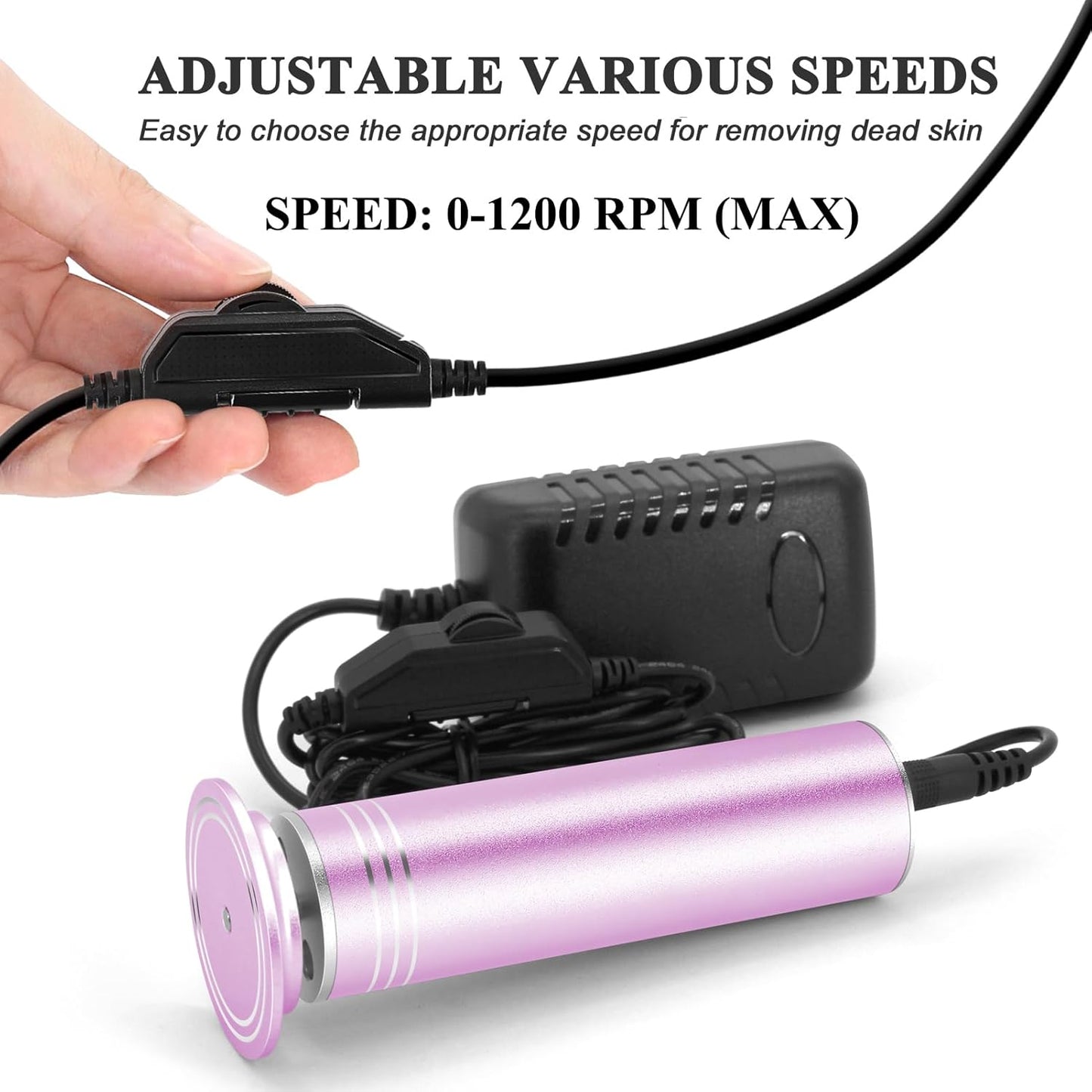 Upgraded Electric Callus Remover for Feet 1200RPM Adjustable Speed Professional Electric Foot File Foot Sander Pedicure Tools for Women Men Hard Cracked Dead Skin, 60 Sandpaper Discs, Pink