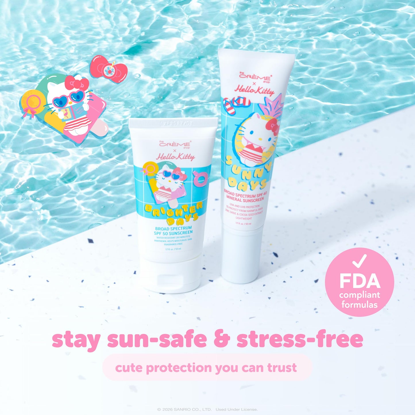 The Crème Shop Hello Kitty SPF50 Sunscreen for Face & Body, Water Resistant