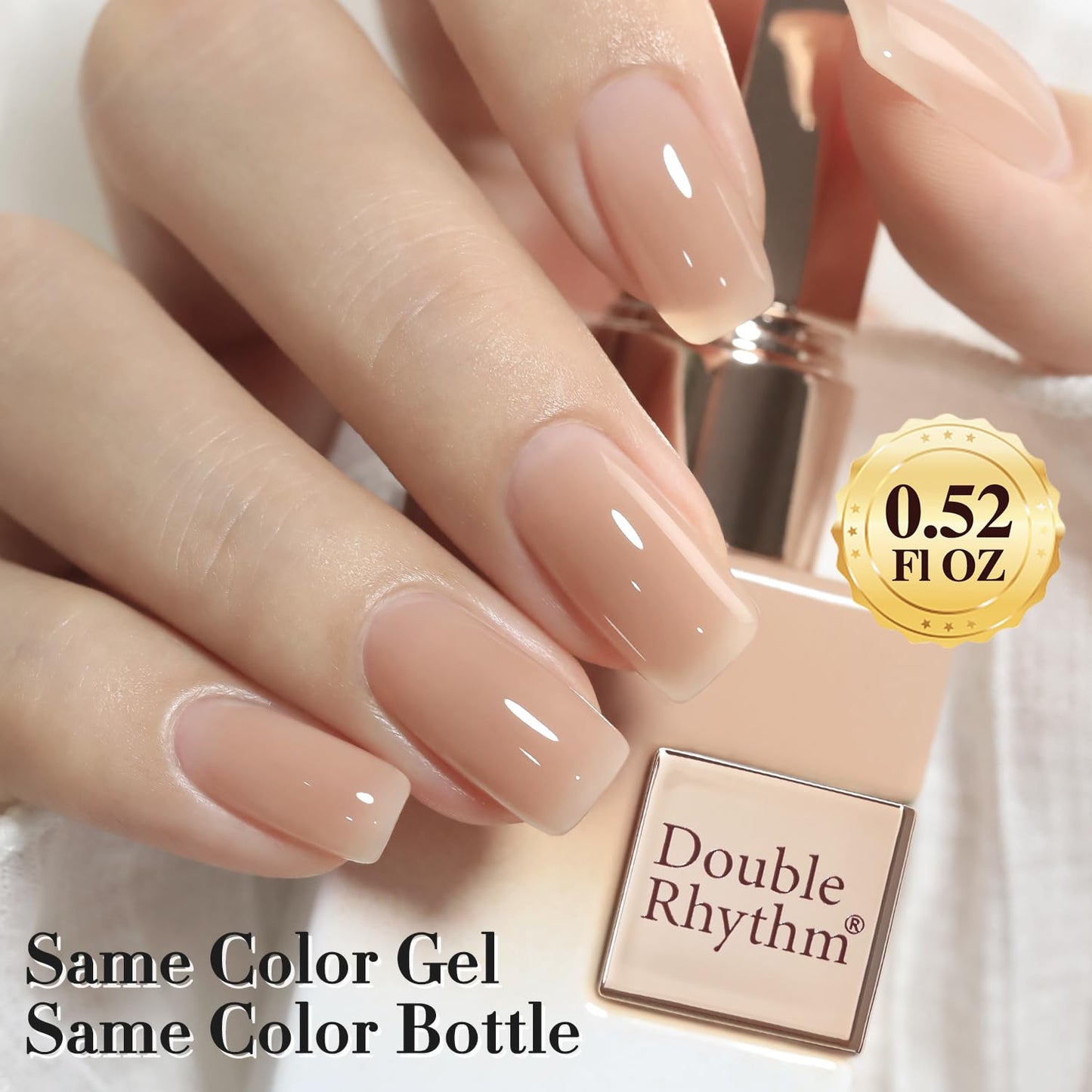 Double Rhythm Translucent Gel Polish Sheer Neutral Natural Light Milky Same Color Same Bottle 15ML Jelly UV Nail Polish Nail Art DIY at Home (Light Cinnamon-A1483)