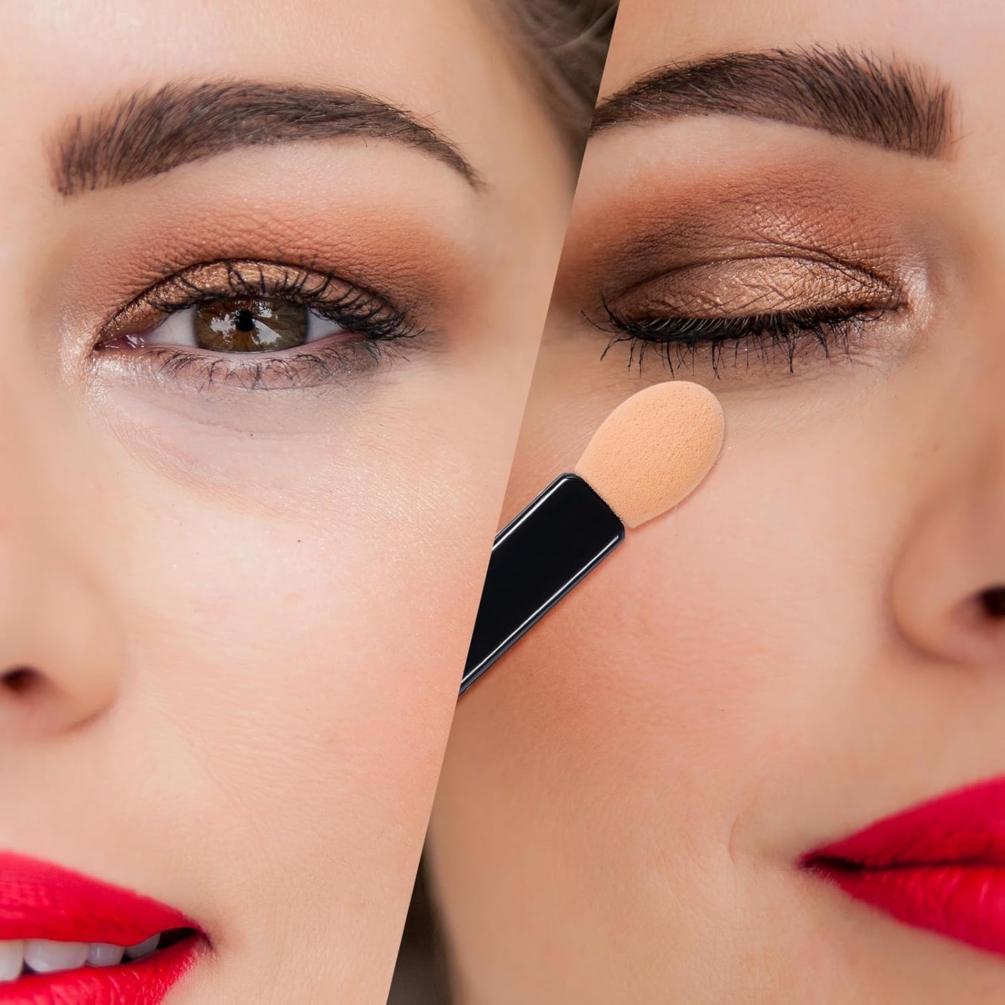 150pcs Eyeshadow Applicators Sponge Tip Small Disposable Eye Shadow Applicators Sticks Double Sided Tipped Oval Makeup Tool Eyeshadow Brush Comestic Portable Travel Mini Short Brushs for Makeup