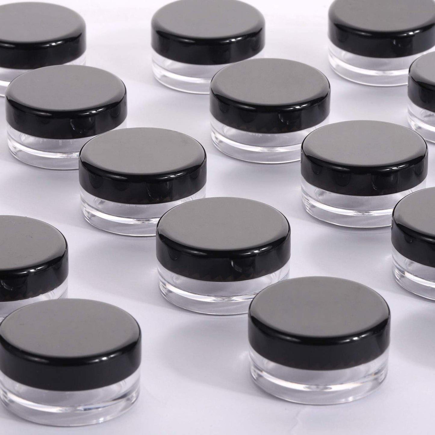 100 Count 10g Small Sample Containers with Lids Plastic Jar Cosmetic Jars Empty Makeup Jars Lip Balm Containers - Black