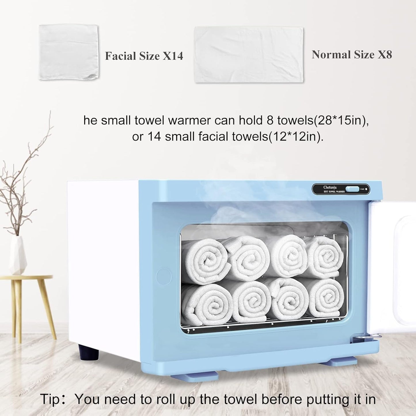 Towel Warmer,Towel Steamer for Facial, Professional Spa Hot Towel Warmer 8L, Small Towel Warmer Cabinet, Towel Warmer for Facial caddy for Salon,Spa, Massage Use(*blue)