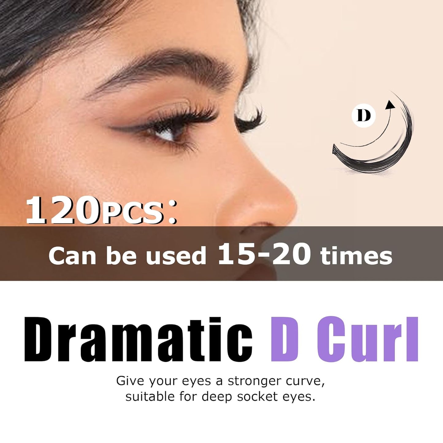 GAQQI Lash Clusters, Eyelash Clusters 120PCS D Curl Individual Lashes, Wispy Cluster Eyelash Extension 12mm Only, Natural Looking Cluster Lashes （GQ03, D Curl, 12mm)