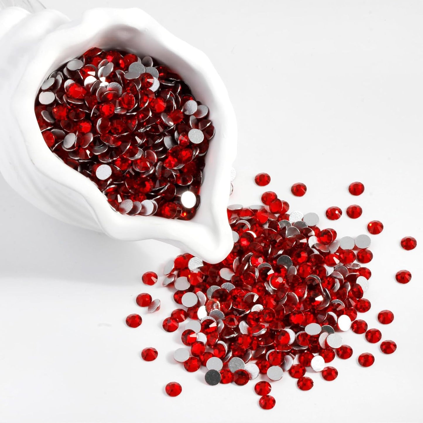 2000PCS SS16 Flatback Rhinestones | 12-Facet Diamond-Cut Glass Gems for Nail Art, Clothing, DIY Crafts |Glue-On Decoration Stones with Silver Backing(Siam)