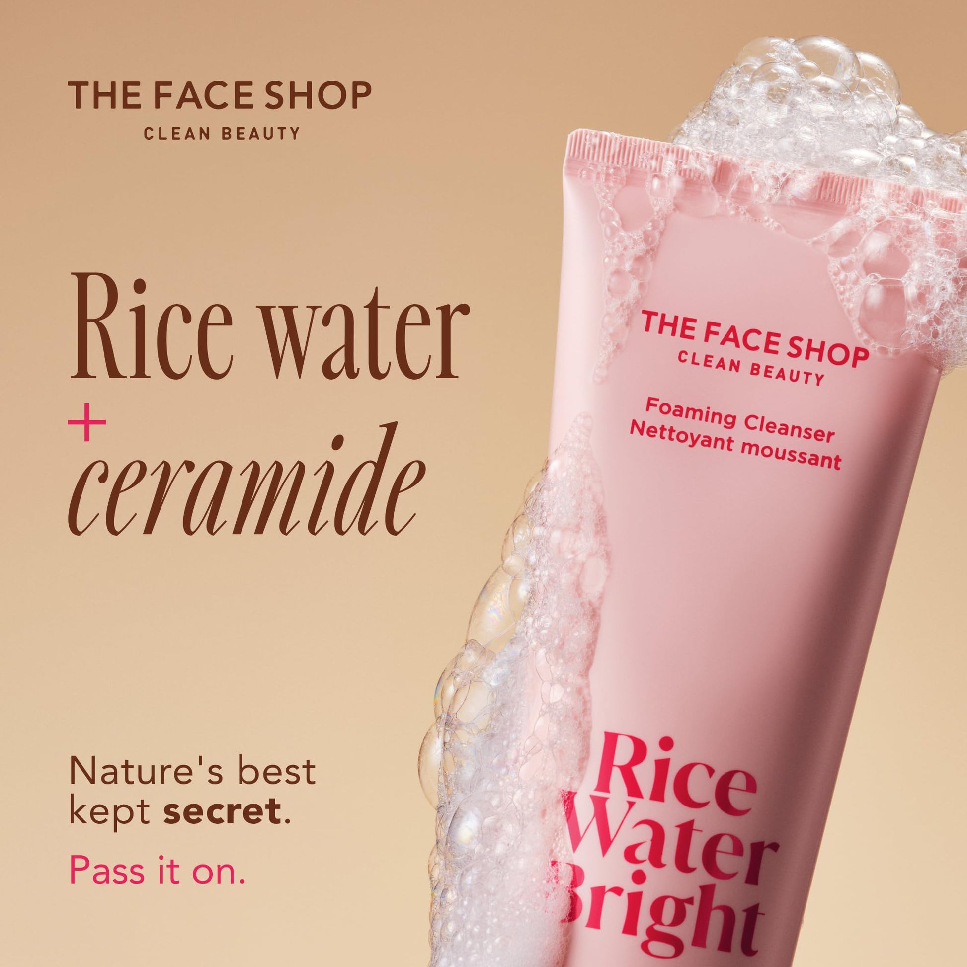 The Face Shop Rice Water Bright Vegan Double Cleanse Trial Set, Travel Size, Foaming Cleanser &