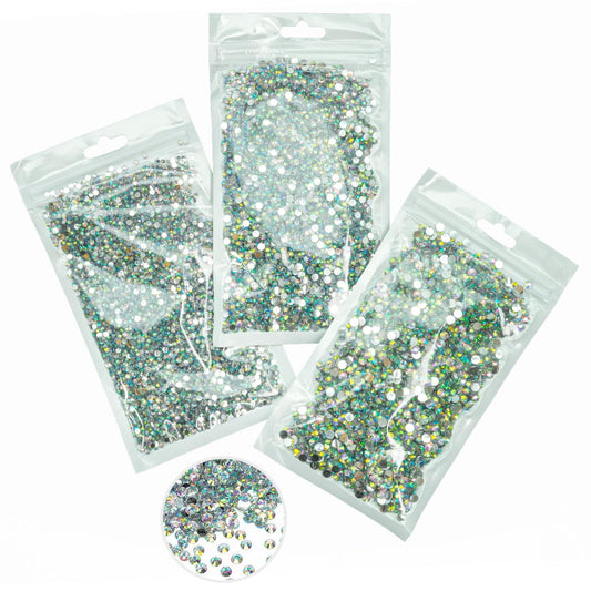 16000PCS AB Crystal Resin Rhinestones for Crafting White AB Flatback Stones 3mm 4mm 5mm Non-Hotfix Diamonds Crystals Gems Charms for Nails Face Eyes Makeup Body Tumblers Bottles Crafts Clothes Shoes