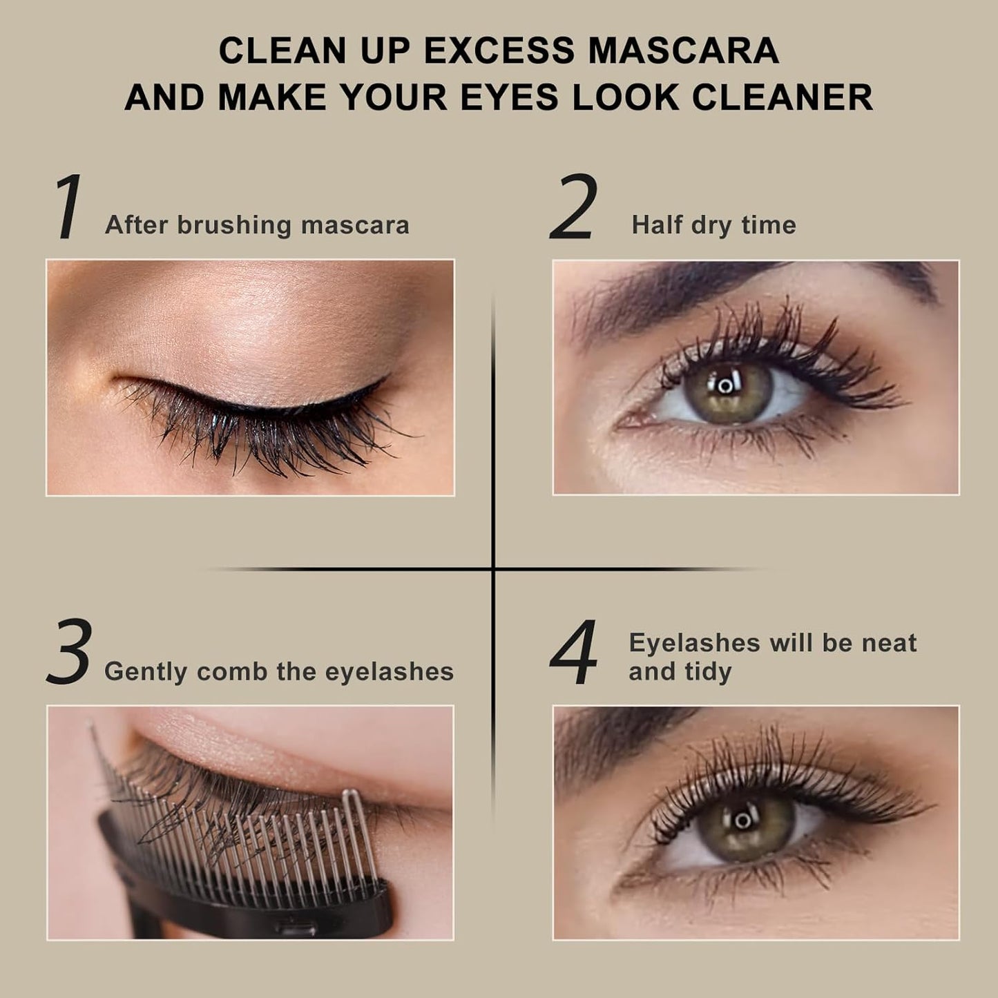 Docolor Eyelash Comb Eyelash Separator Tool Mascara Applicator Eyelash Brush Lash Separator Tool Comb Arc Designed Cosmetic Brushes Tool, with Comb Cover (Black)