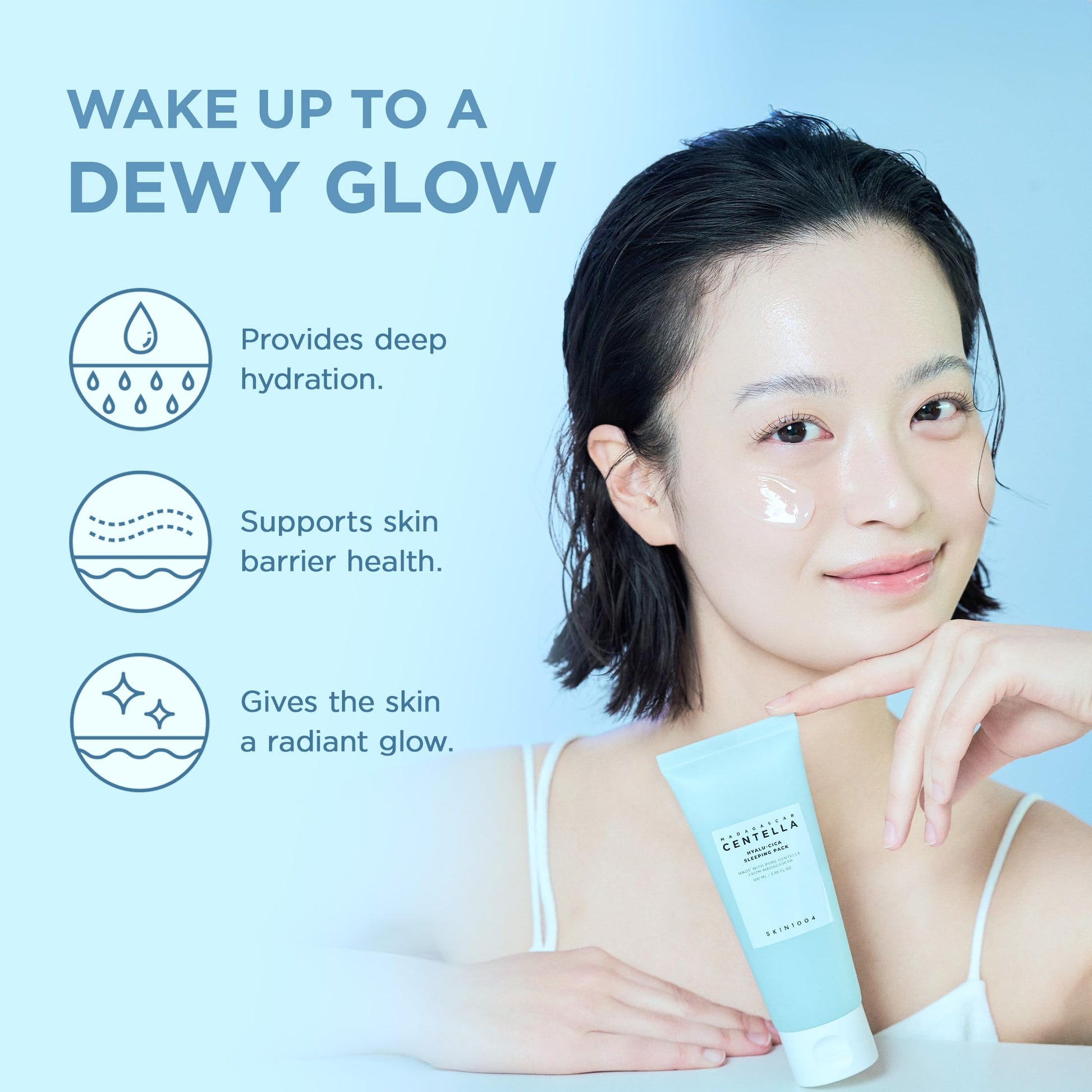 SKIN1004 Hyalu-Cica Sleeping Pack, Korean Face Moisturiser with Hyaluronic Acid & Centella, Cream