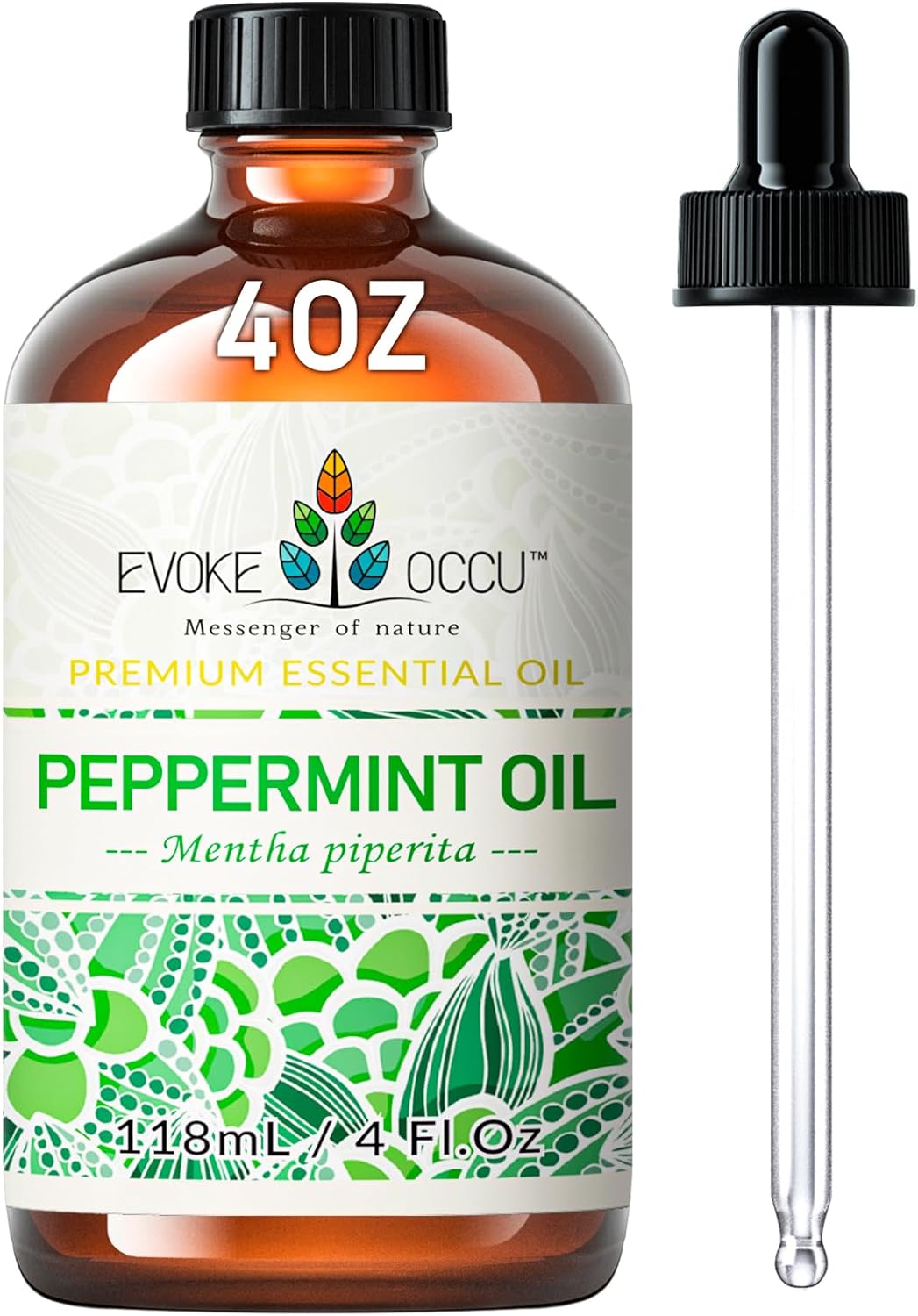 EVOKE OCCU Peppermint Oil 4 Fl Oz - for Spray Diffuser Aromatherapy Hair and Skin Care - Kitchen Garden Car - 100% Pure and Natural