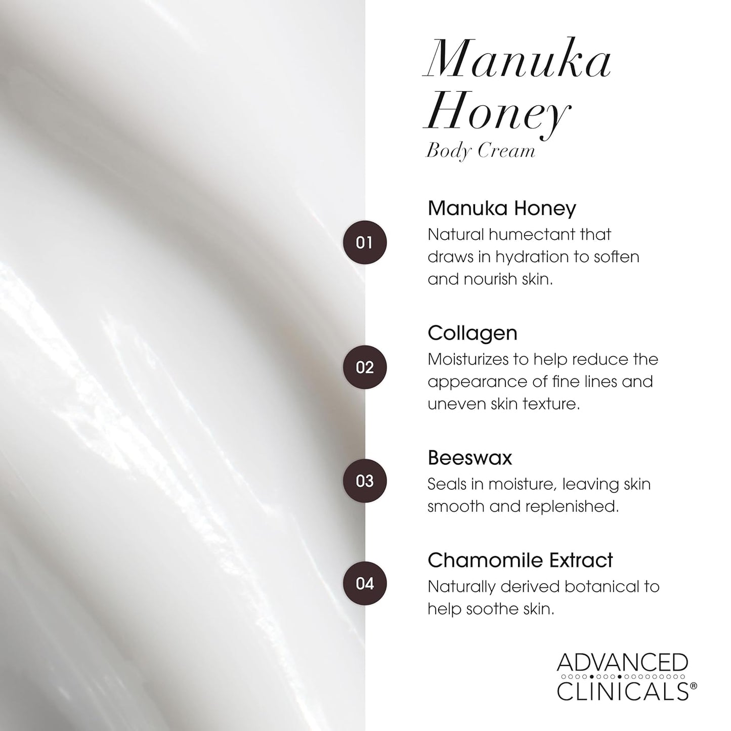Advanced Clinicals Manuka Honey Body Cream For Women & Men | Body Butter Lotion For Extremely Dry Skin | Collagen Cream | Skincare Moisturizer Hydrating Balm Improves Look Of Aging Skin, 16Oz, 2-Pack