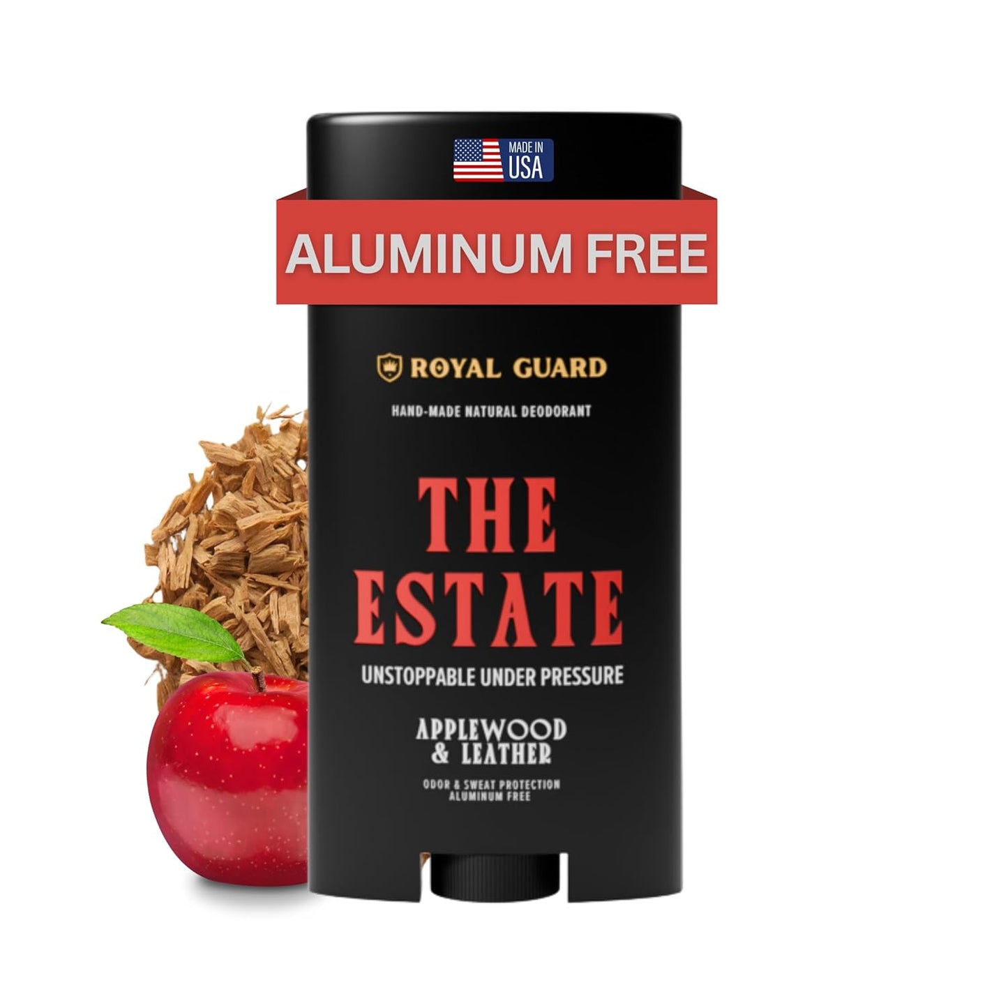 Royal Guard Natural Deodorant for Men - The Estate - Aluminum Free, Organic, Vegan, Chemical-Free, Non-Toxic, Hypoallergenic - Applewood & Leather Scent (1)