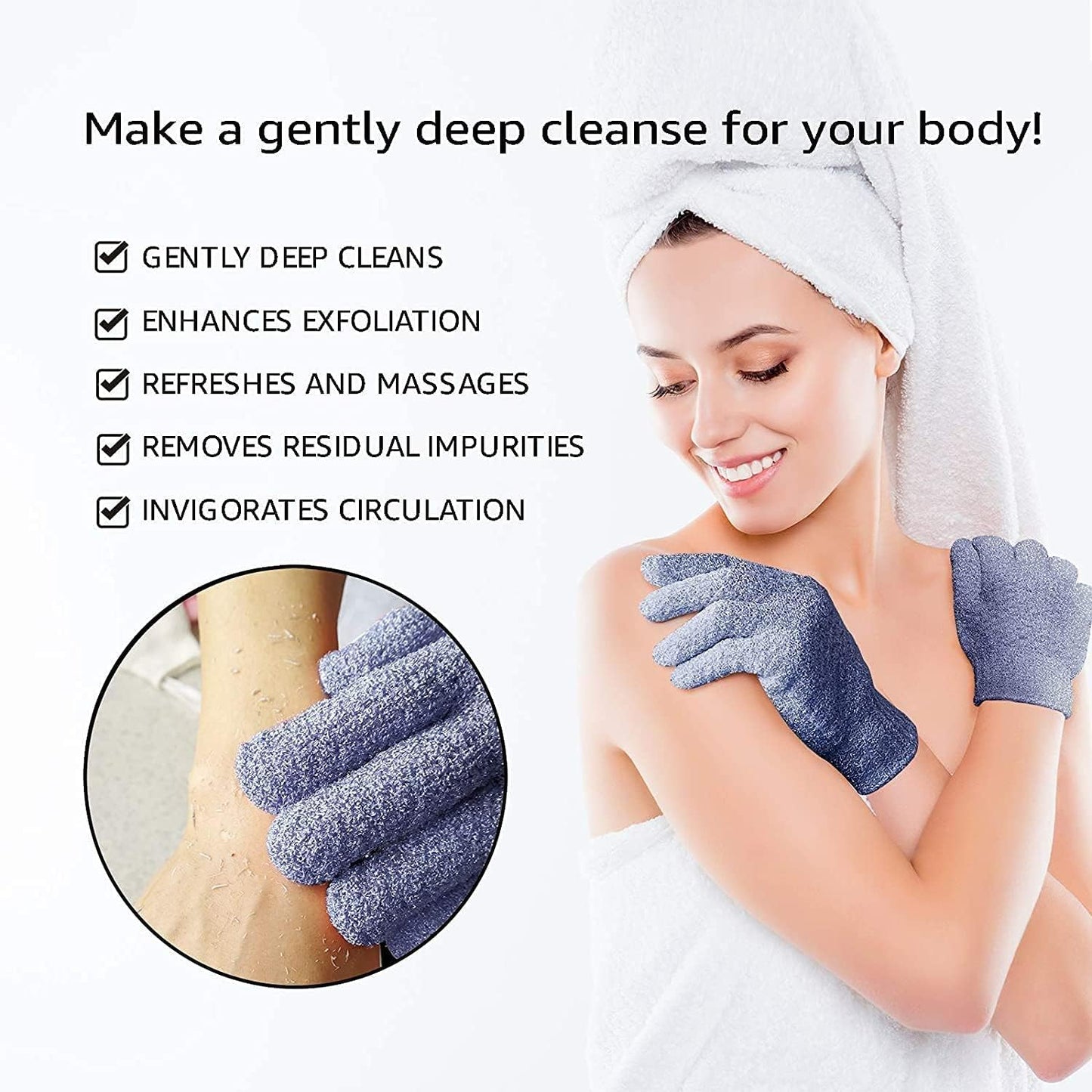 Evridwear Exfoliating Back Scrubber with Handles Two Sides for Body Shower Deep Cleans Skin Massages Invigorating Blood Circulation Men Women One Size (Back Scrubber + Heavy Gloves)