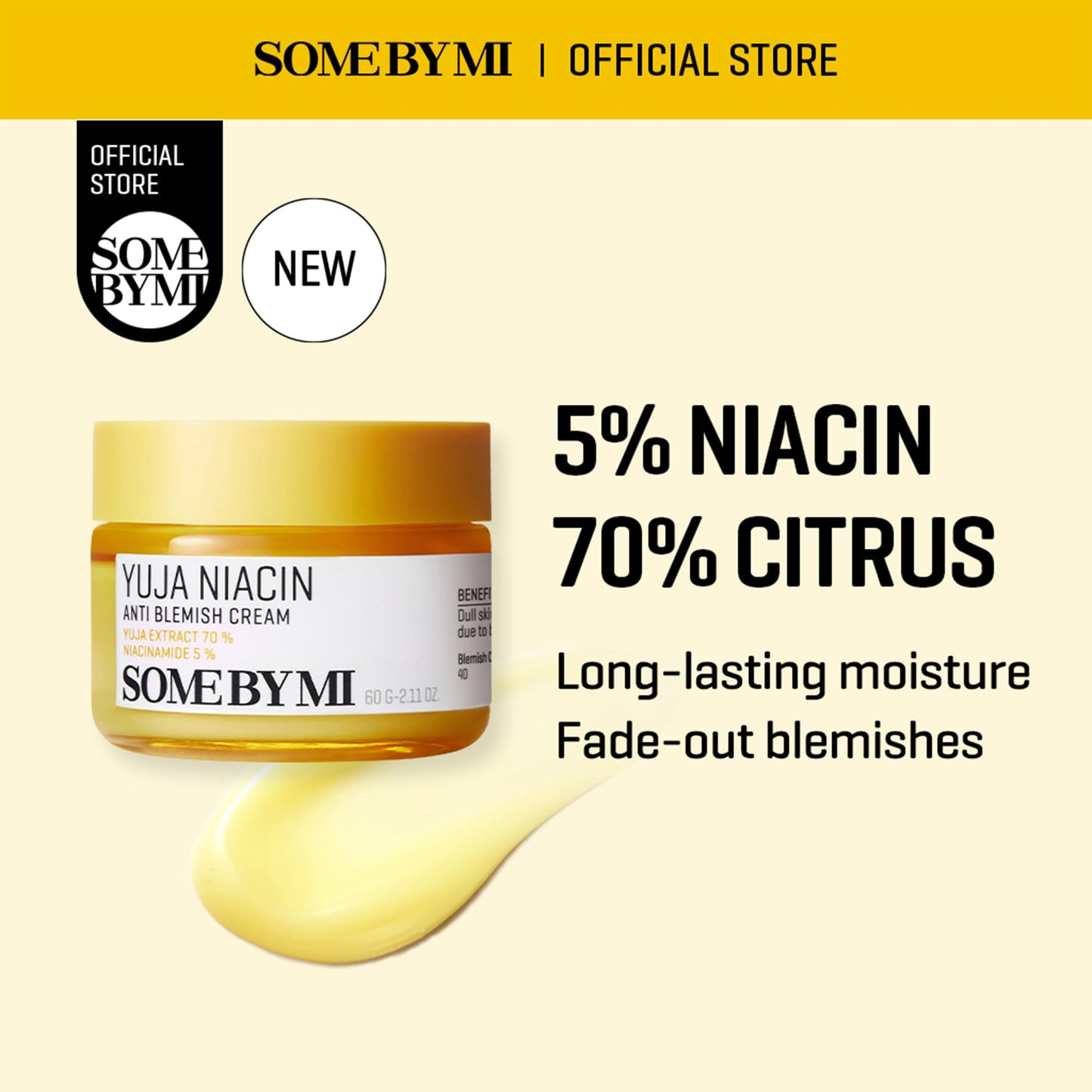 SOME BY MI Yuja Niacin Anti Blemish Cream – 2.02oz, 60ml – Korean 5% Niacinamide Face Moisturizer