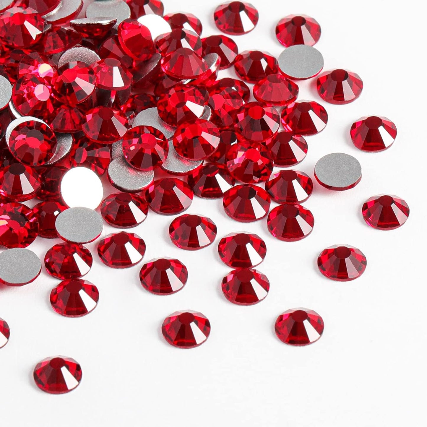 Beadsland 288pcs Flat Back Crystal Rhinestones Round Gems for Nail Art and Craft Glue Fix, Siam, SS34,7.1-7.3mm