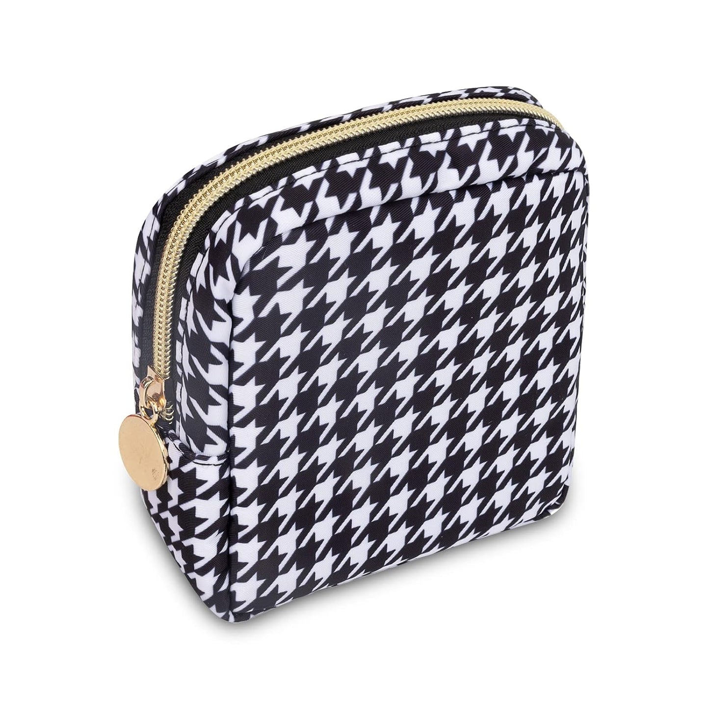 Mini Makeup Pouch for Purse， Small Cosmetic Bag Pouch Nylon Travel Toiletry Organizers for Women Girls, Cute Storage Zipper Pouch Coin Purse for School Work Camping(Mini-Houndstooth)