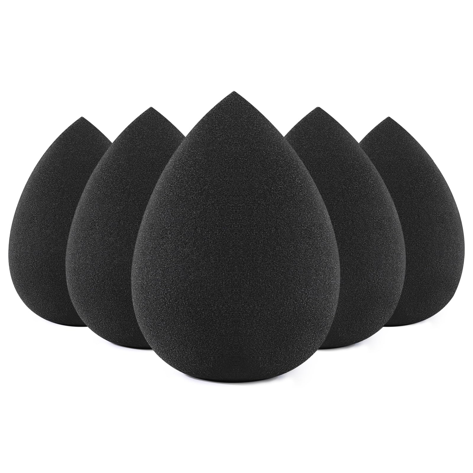 BEAKEY Makeup Sponge Set, 5 Pcs Latex-Free Foundation Beauty Sponges, Black