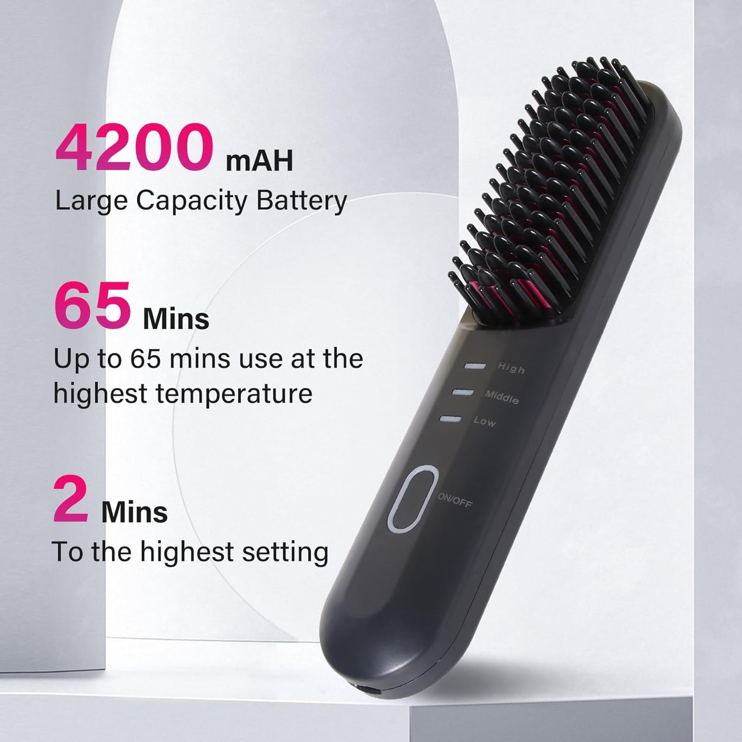 Rechargeable Hot Hair Brush Straightener Heat Pressing Combs Ceramic Electric Straightening Comb, Anti Burn for Natural Black Hair Beard Wigs Holiday Gifts