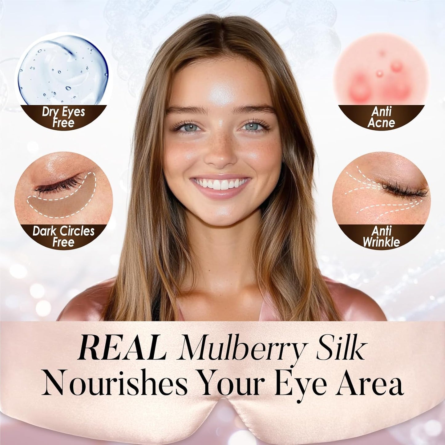 LULUSILK Reversible Mulberry Silk Sleep Mask for Women and Men, Adjustable Real Silk Eye Mask for Sleeping, Lotus Pink and Black, Pack of 1