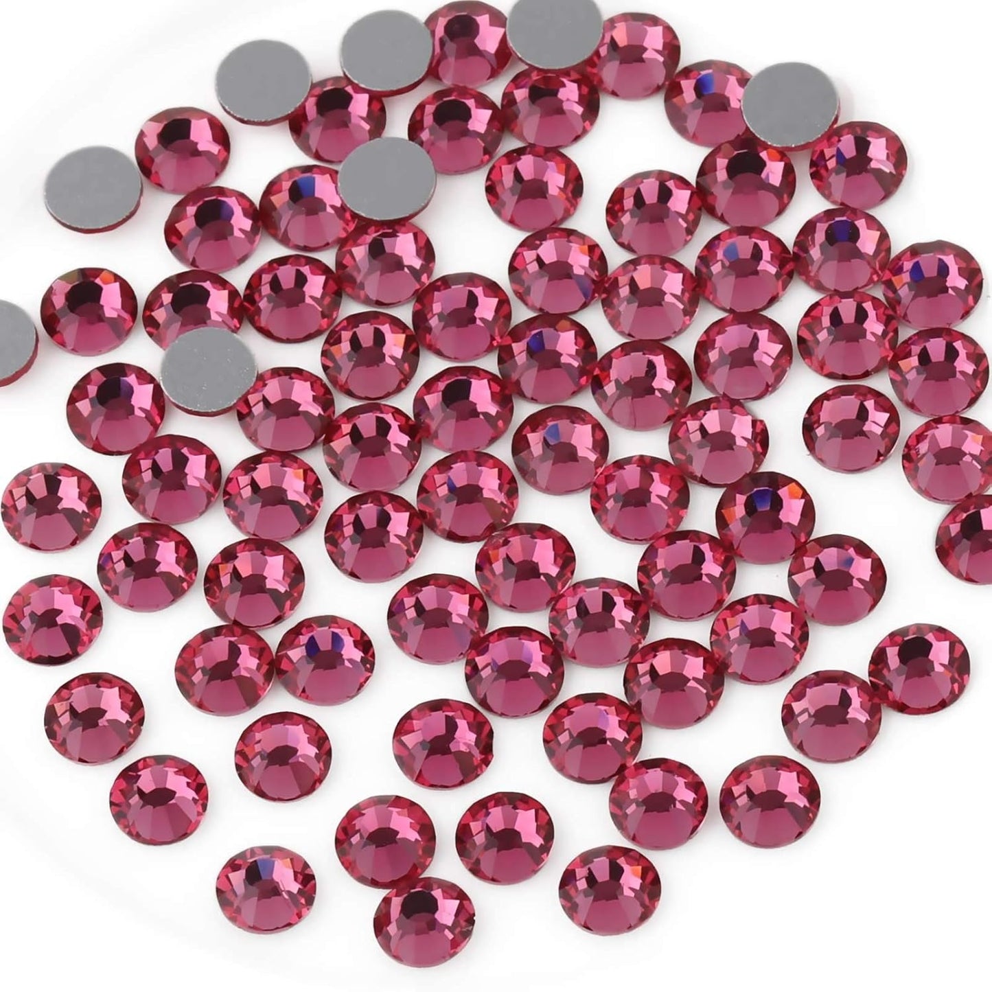 beadsland Flat Back Crystal Rhinestones Round Gems for Nail Art and Craft Glue Fix,Rose (4.6-4.8mm) SS20/1440pcs
