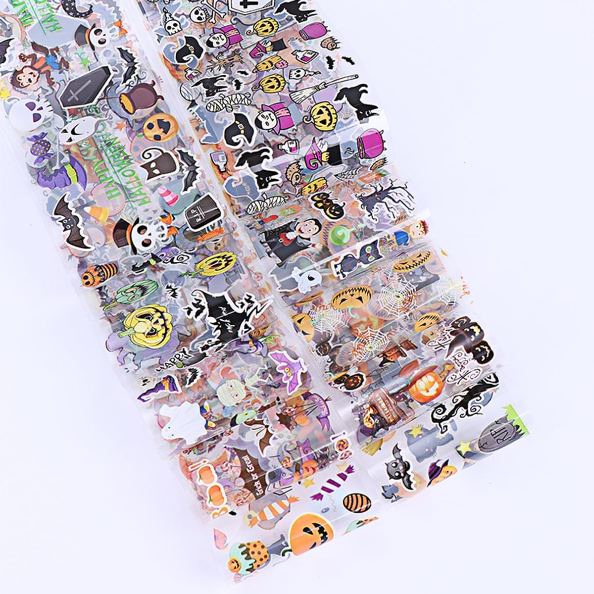 Halloween Nail Art Foils Transfer Stickers Halloween Nail Art Stickers Decals 10Rolls Pumpkin Spider Web Ghost Spider Nail Foils Adhesive Decals Nail Supplies for Women Holiday DIY Manicure Decoration