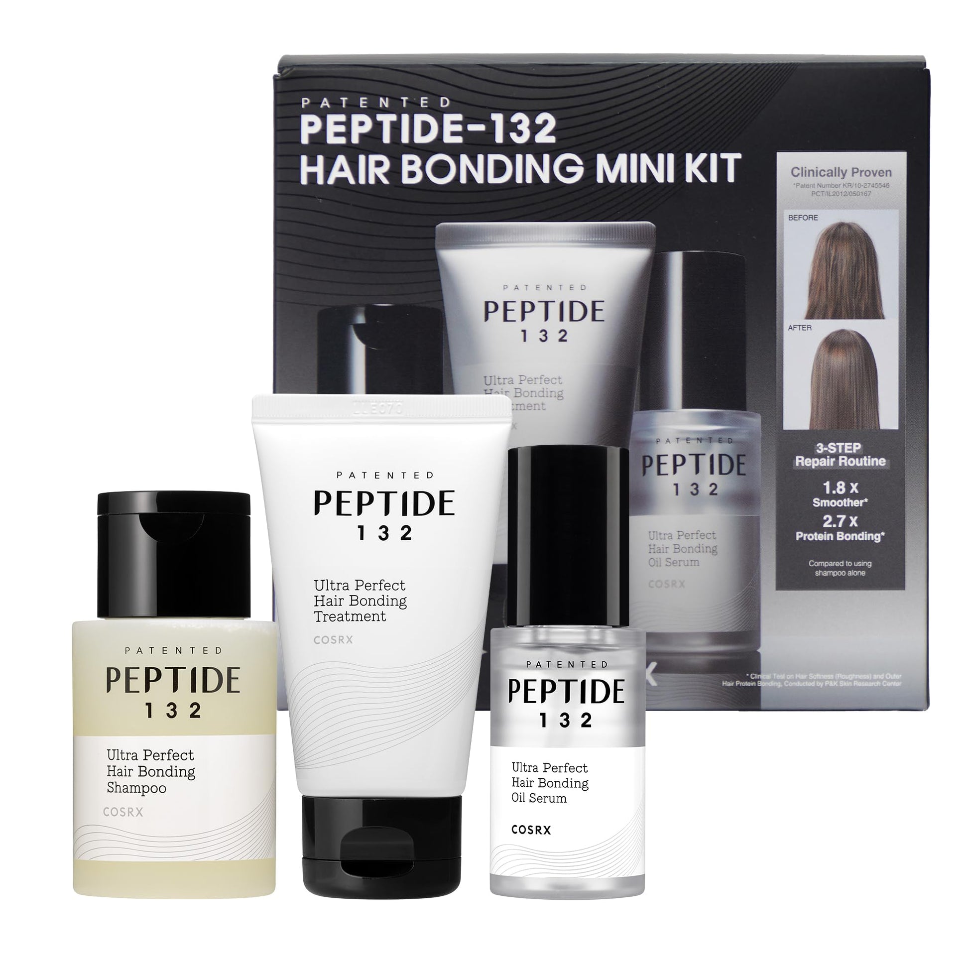 COSRX PEPTIDE-132 Hair Bonding Mini Kit, Shampoo, Treatment & Oil Serum