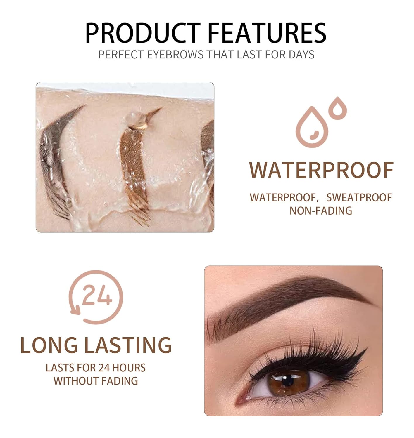 MAEPEOR Waterproof Eyebrow Gel 8 Colors Full-pigmented Long Lasting Liquid Brow Gel for Fuller & Defined Looking (#01 Warm Blonde）