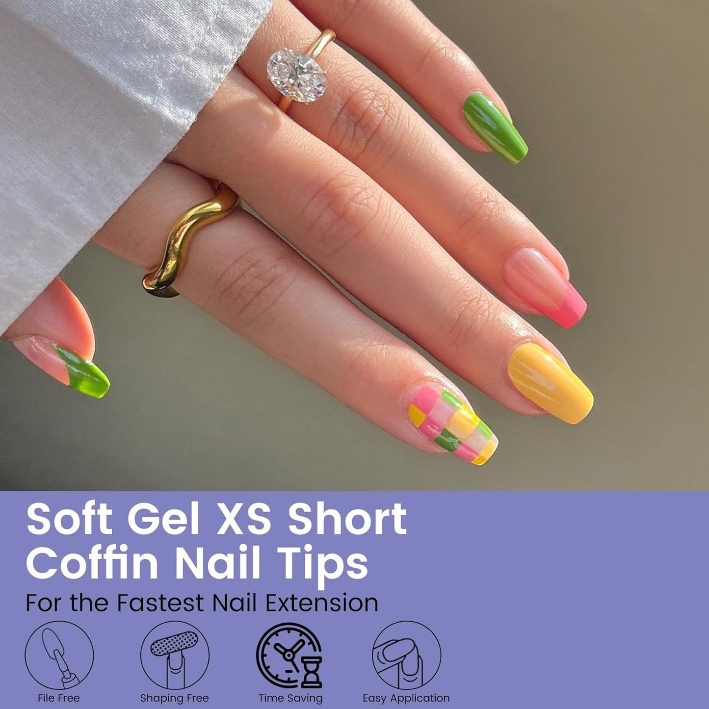Short Coffin Nail Tips: 240PCS Pre-shaped Clear Gel Nail Tips Coffin Short, 12Sizes Acrylic Full Cover Fake Press on Nails for Nail Extension DIY Salon