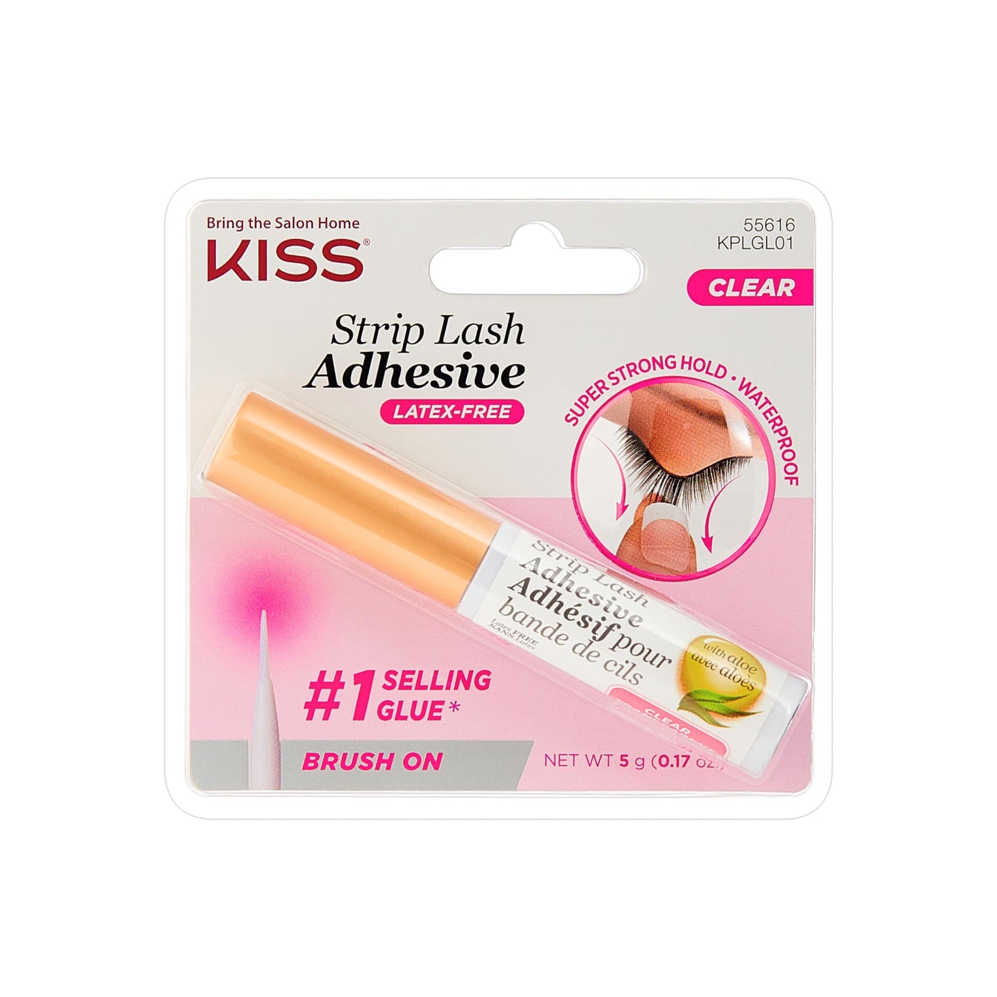 Kiss Lash Adhesive, Lash Glue, 24hr Strip Eyelash Adhesive, Clear, Includes Lash Adhesive, Long