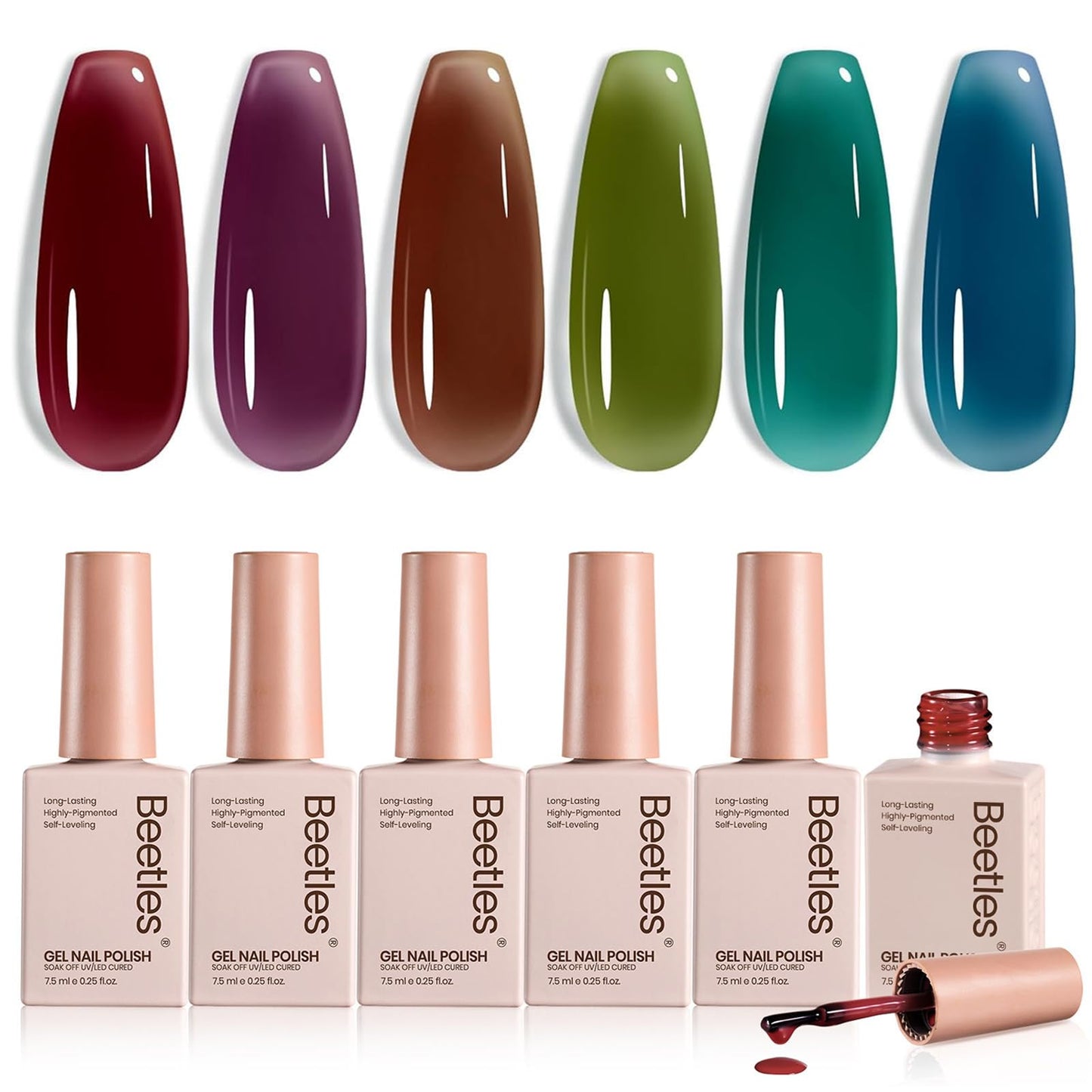 Beetles Midnight Syrup Jelly Gel Nail Polish Set, 6 Colors Fall Gel Polish