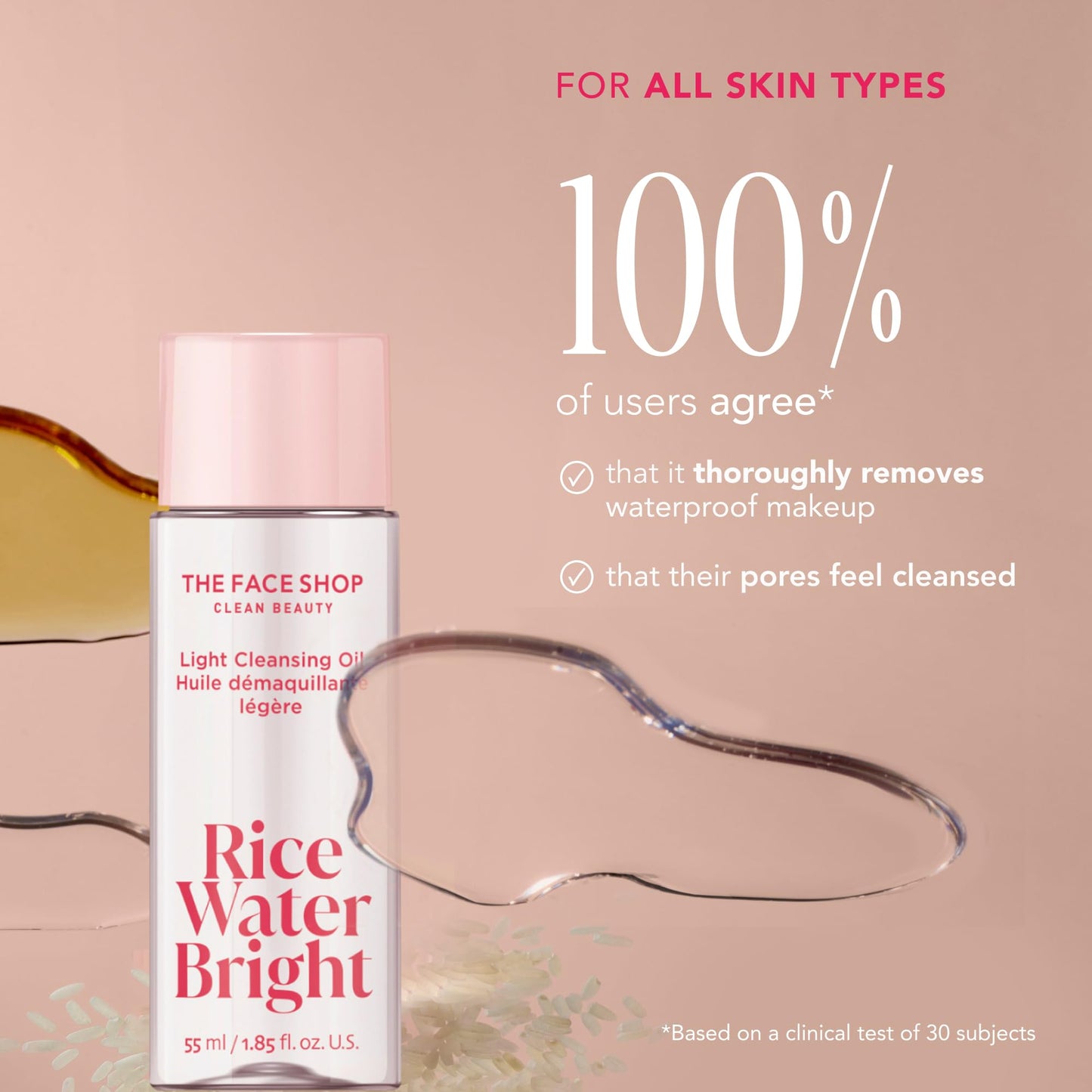 The Face Shop Rice Water Bright Vegan Double Cleanse Trial Set, Travel Size, Foaming Cleanser &