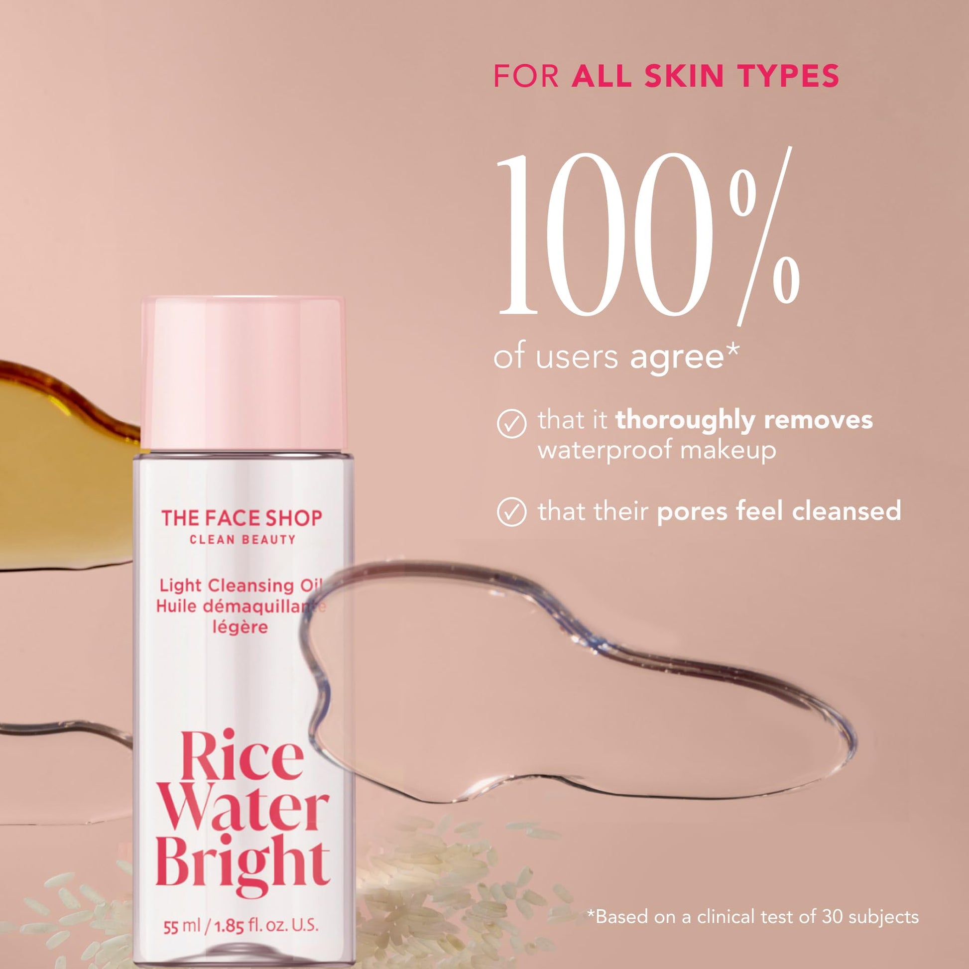 The Face Shop Rice Water Bright Vegan Double Cleanse Trial Set, Travel Size, Foaming Cleanser &