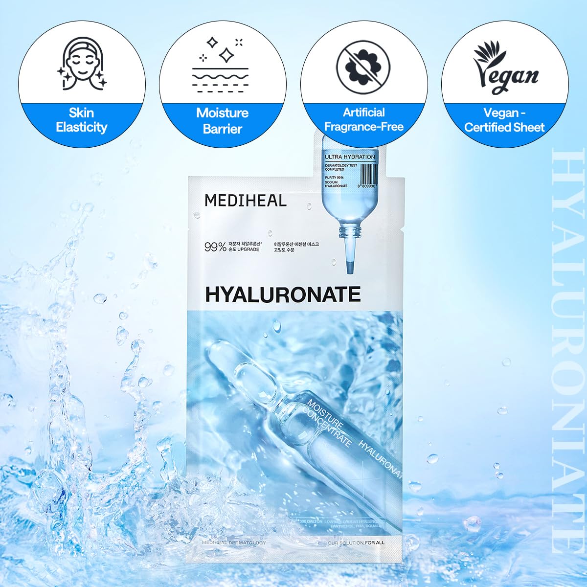 MEDIHEAL Hyaluronic Acid Essential Face Sheet Mask, Deep Hydration (10ea)