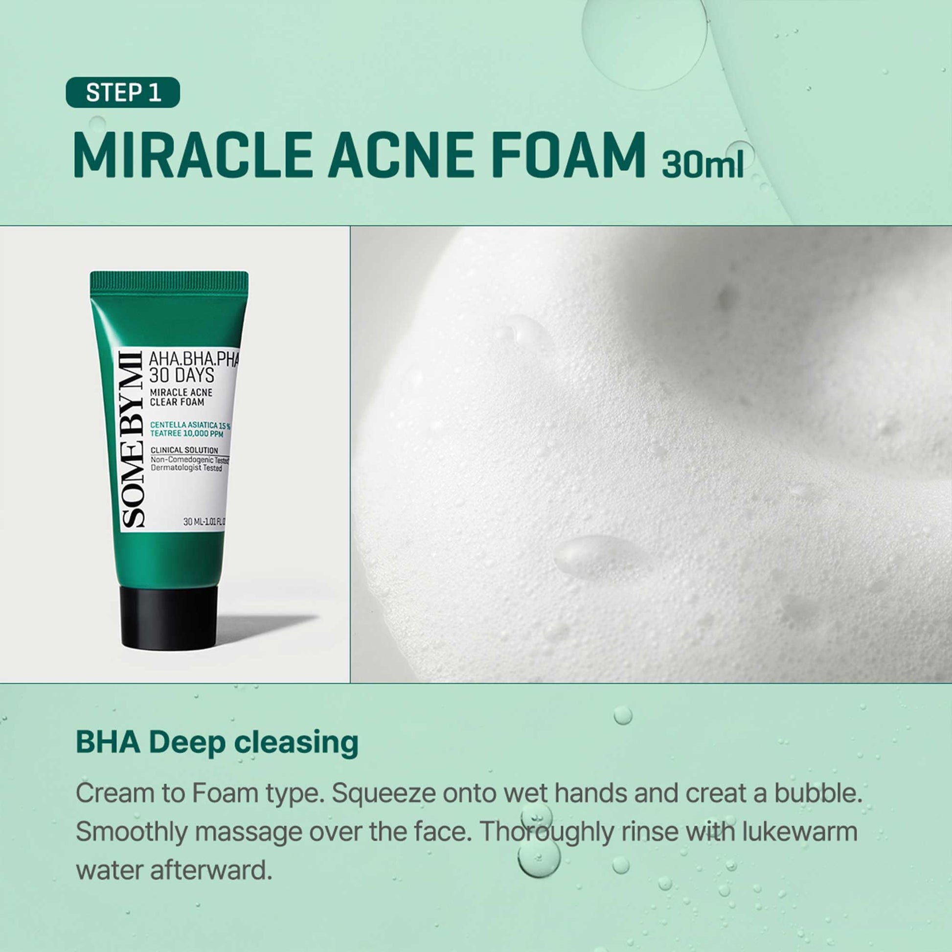 SOME BY MI AHA BHA PHA 30Days Miracle AC SOS Kit - Toner 1.01Oz, Serum 0.33Oz, Cream 0.7Oz, Foam