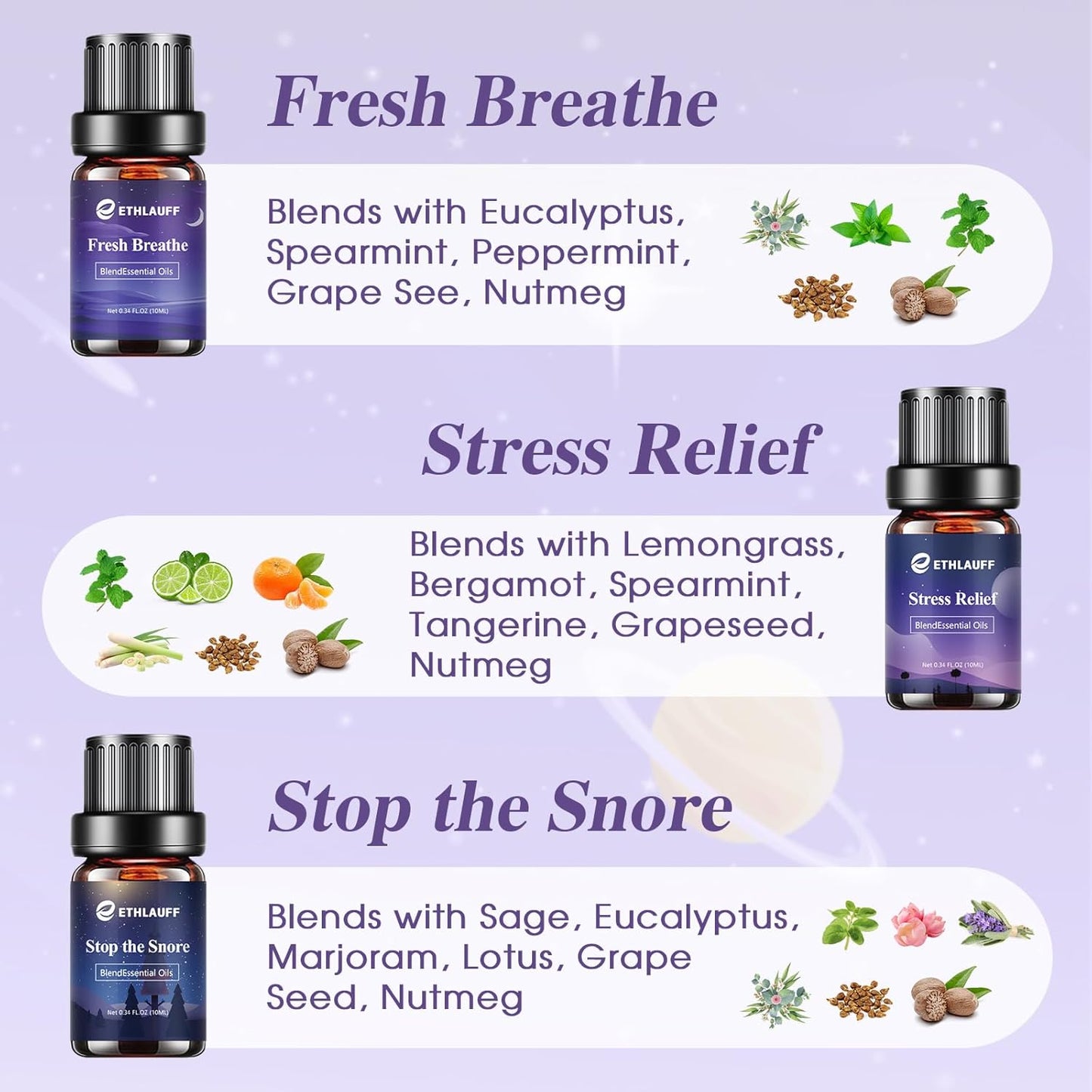 Sleep Essential Oils, Essential Oil Blends for Diffusers for Home (Relax, Stress Relief, Fresh Breathe, Sweet Dreams) Candle Making Scents, Relaxation Gift for Women and Men