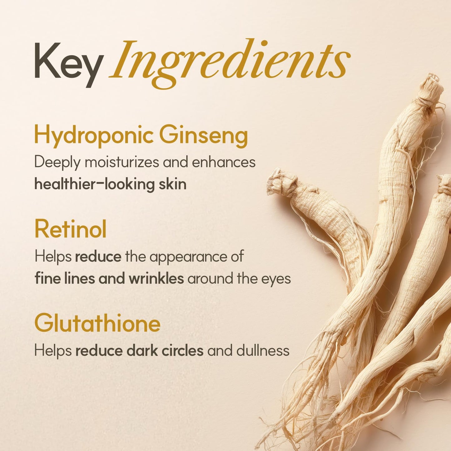 The Face Shop Ginseng Glow Eye Serum - Reduces Visible Dark Circles & Wrinkles, with Korean