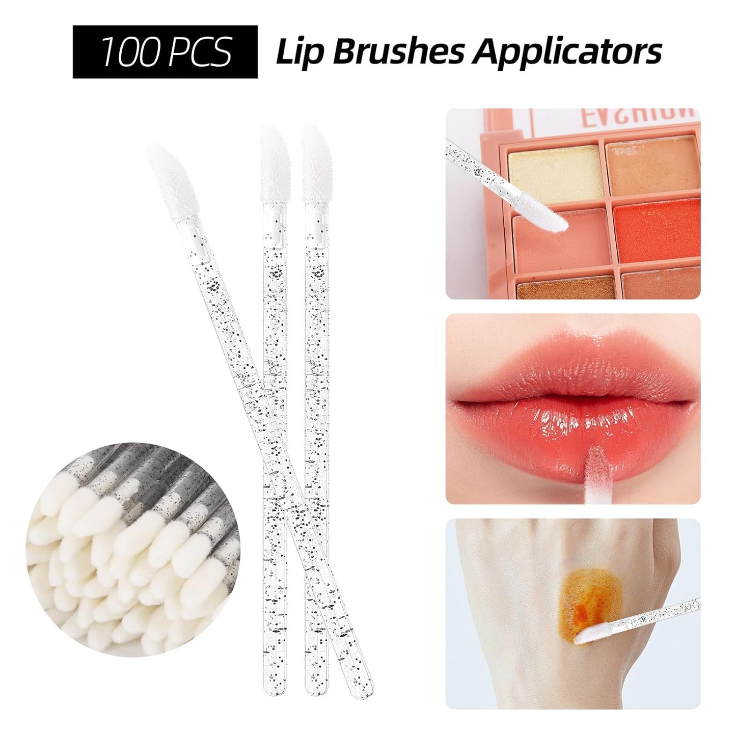 300 Pcs Spoolies Mascara Wands Lip Brushes Micro Swabs Applicator, Disposable Eyelash Brushes Lipstick Tester Makeup Applicator Tool Black