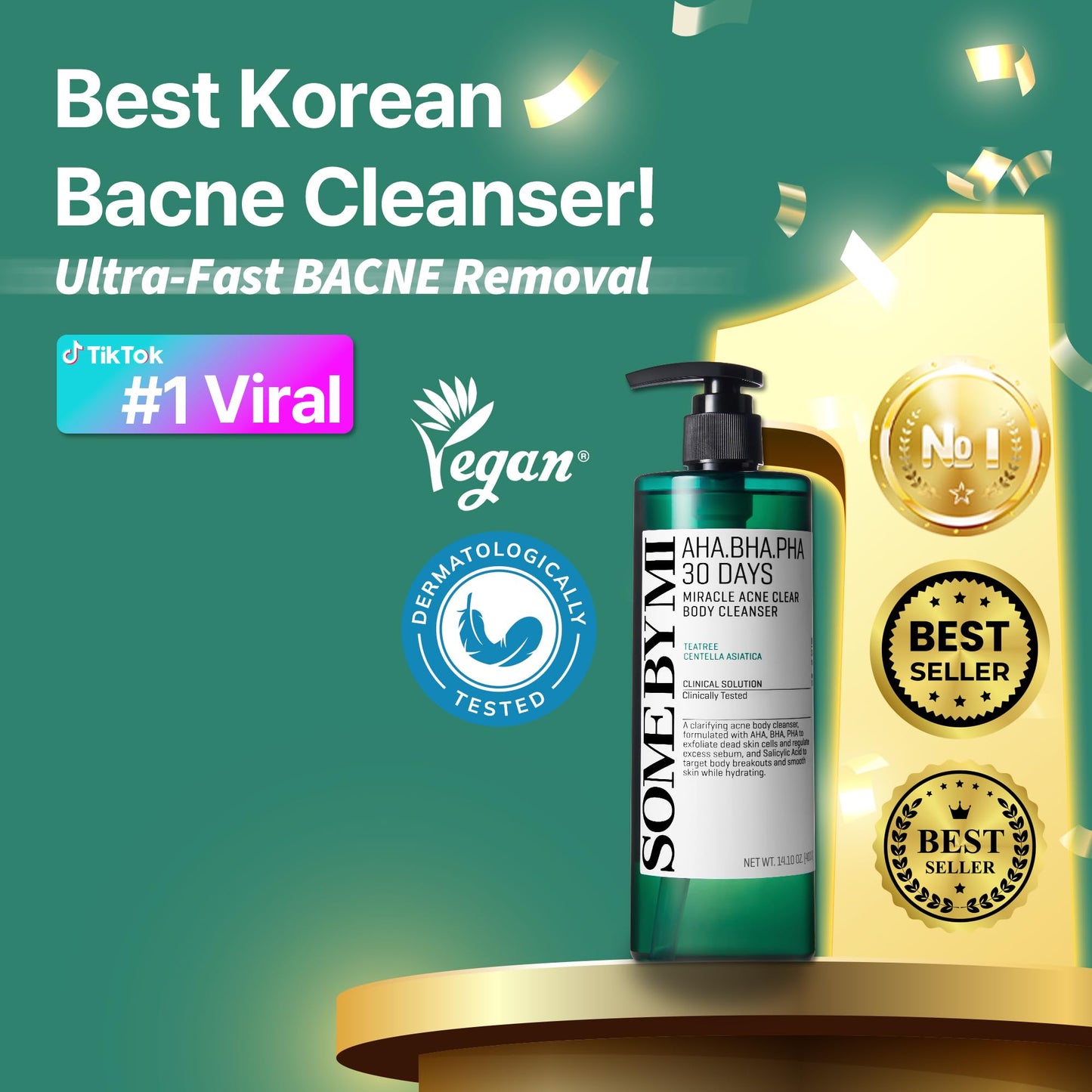 SOME BY MI AHA BHA PHA 30 Days Miracle Acne Clear Body Cleanser 13.5oz – Salicylic Acid & Tea Tree