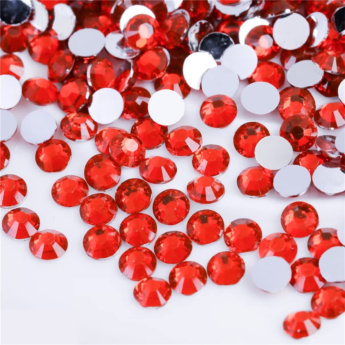 3000 Pieces SS12 3mm Flatback Rhinestones Clear Glass Round Gems Crystals for Nail Art DIY Crafts Clothes Shoes Bags （Light Red）