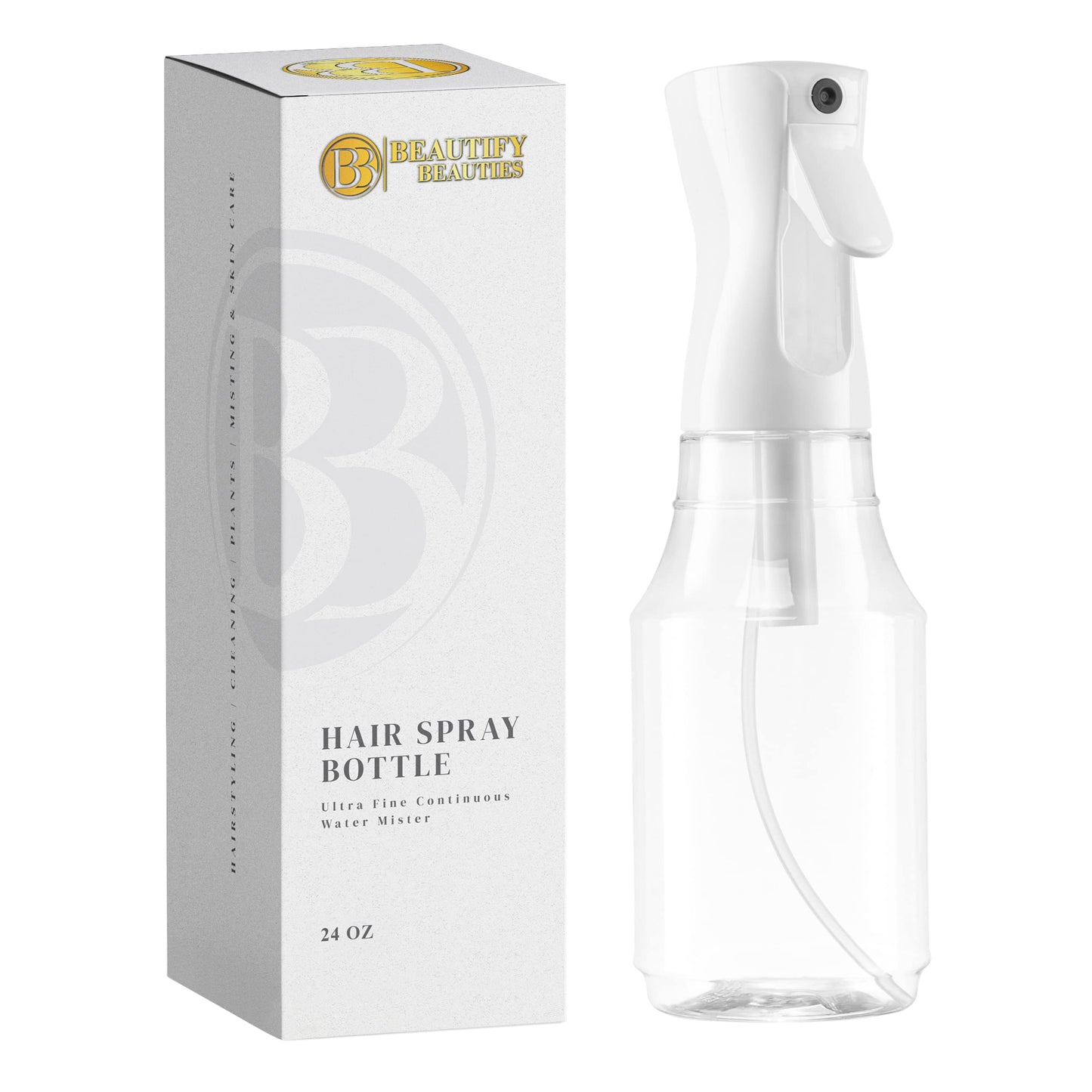 BeautifyBeauties Continuous Spray Bottle for Hair, 24 oz Mister Spray