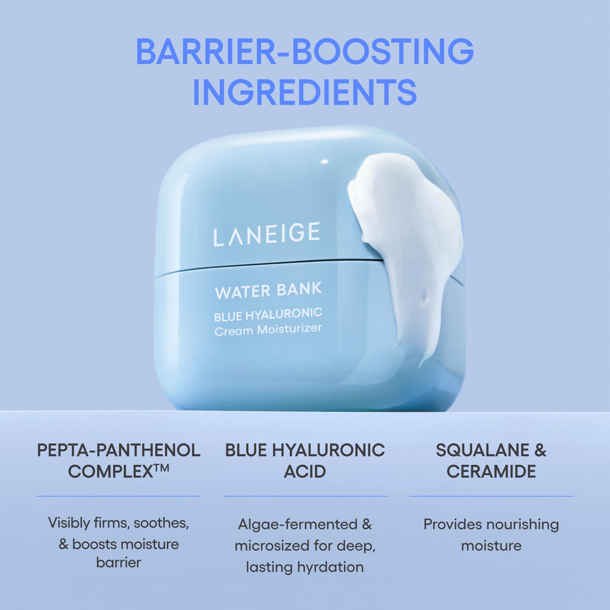 LANEIGE Water Bank Blue Hyaluronic Acid Cream Daily Face Moisturizer: Hydrating Korean Lightweight