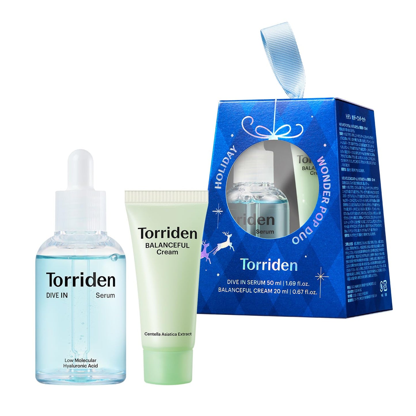 Torriden Holiday Wonder Pop Duo Gift Set (Blue) | DIVE IN Hyaluronic Serum + BALANCEFUL Cica Cream