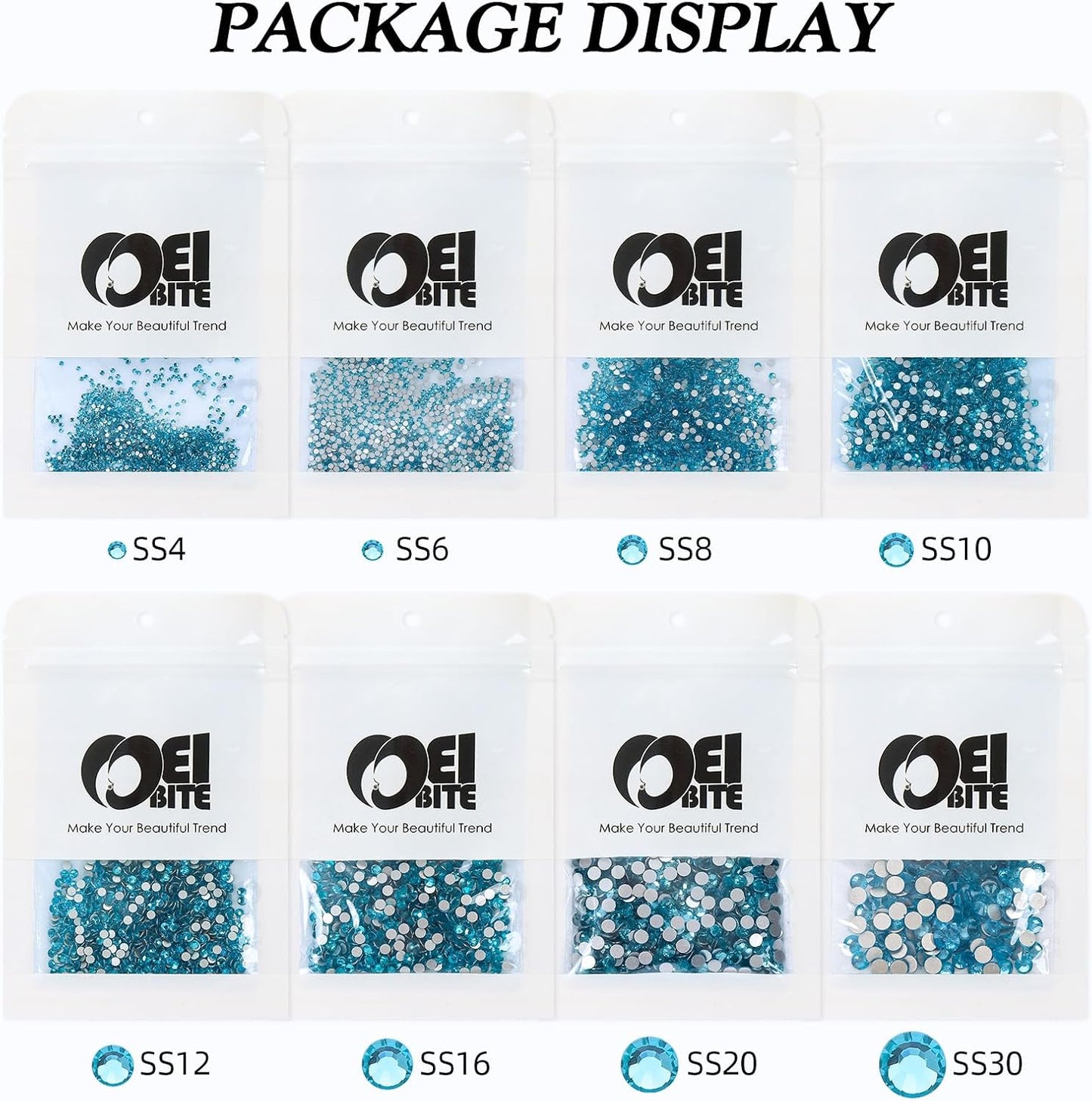 Malachite Blue Flatback Rhinestones, Glass Rhinestones for Nail Art and Craft, Glue Fix, Loose Crystal Gemstones(Malachite Blue, SS8, 1440pcs, 2.3-2.5mm)