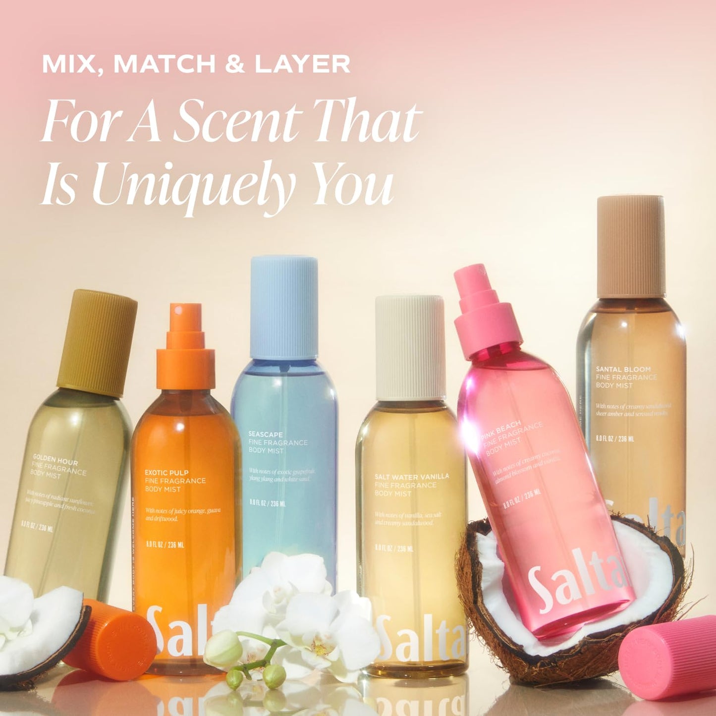 Saltair Body Mist 2 Pack - Fine Fragrance, Lightweight Body Spray Mist with Exotic Pulp Scent. Long Lasting Perfume Mist. 2x 8oz Bottles