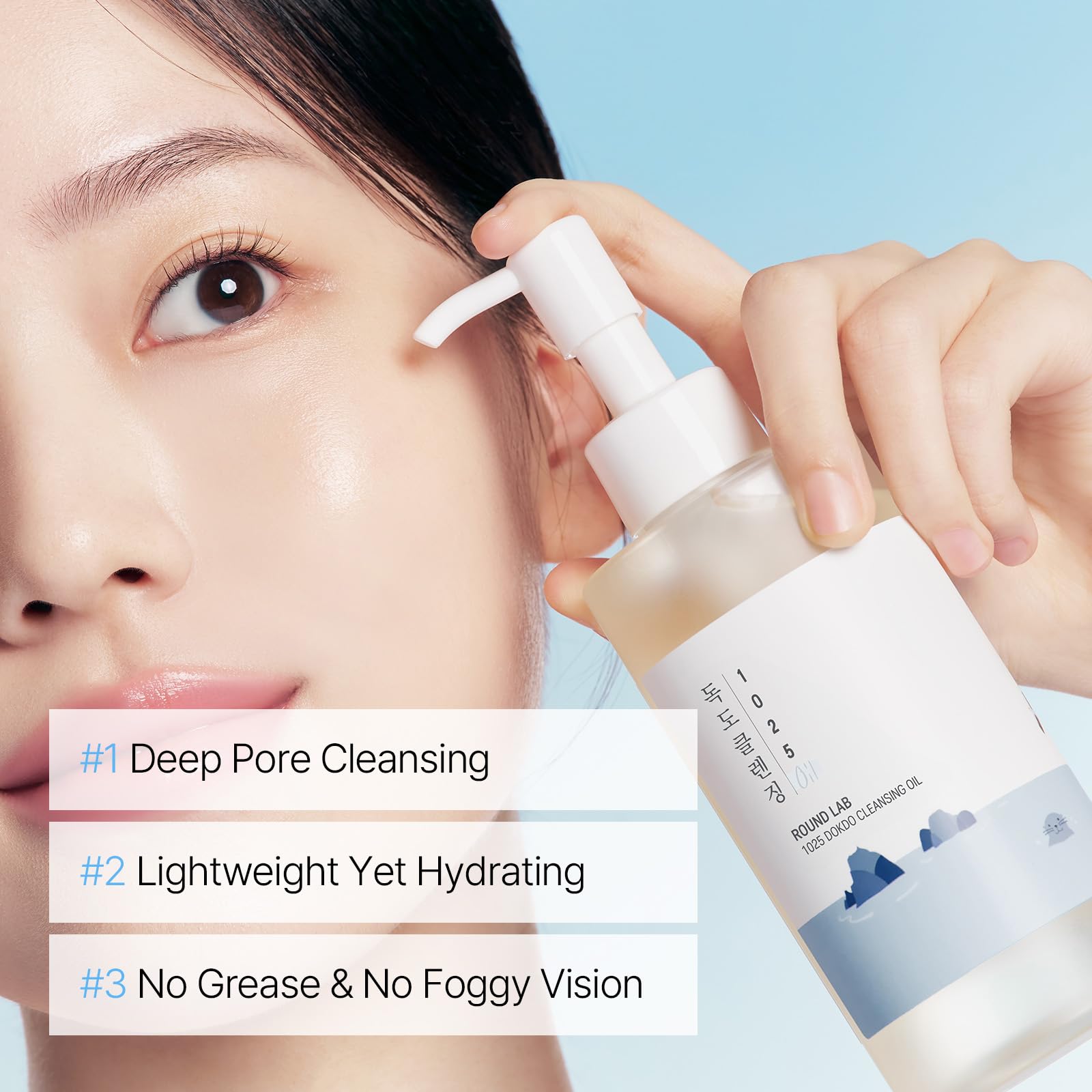 ROUND LAB 1025 Dokdo Cleansing Oil 6.76 Fl Oz, Lightweight Oil Cleanser for Face, Makeup Remover