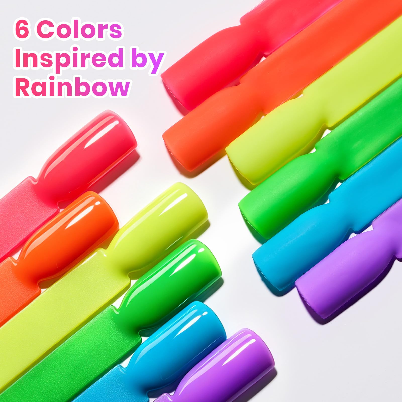 Beetles Neon Gel Nail Polish, Rainbow Kingdom, 6 Colors Gel Nail Polish Set