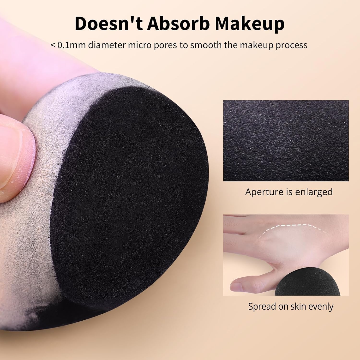 BEAKEY Makeup Sponge Set, 5 Pcs Latex-Free Foundation Beauty Sponges, Black